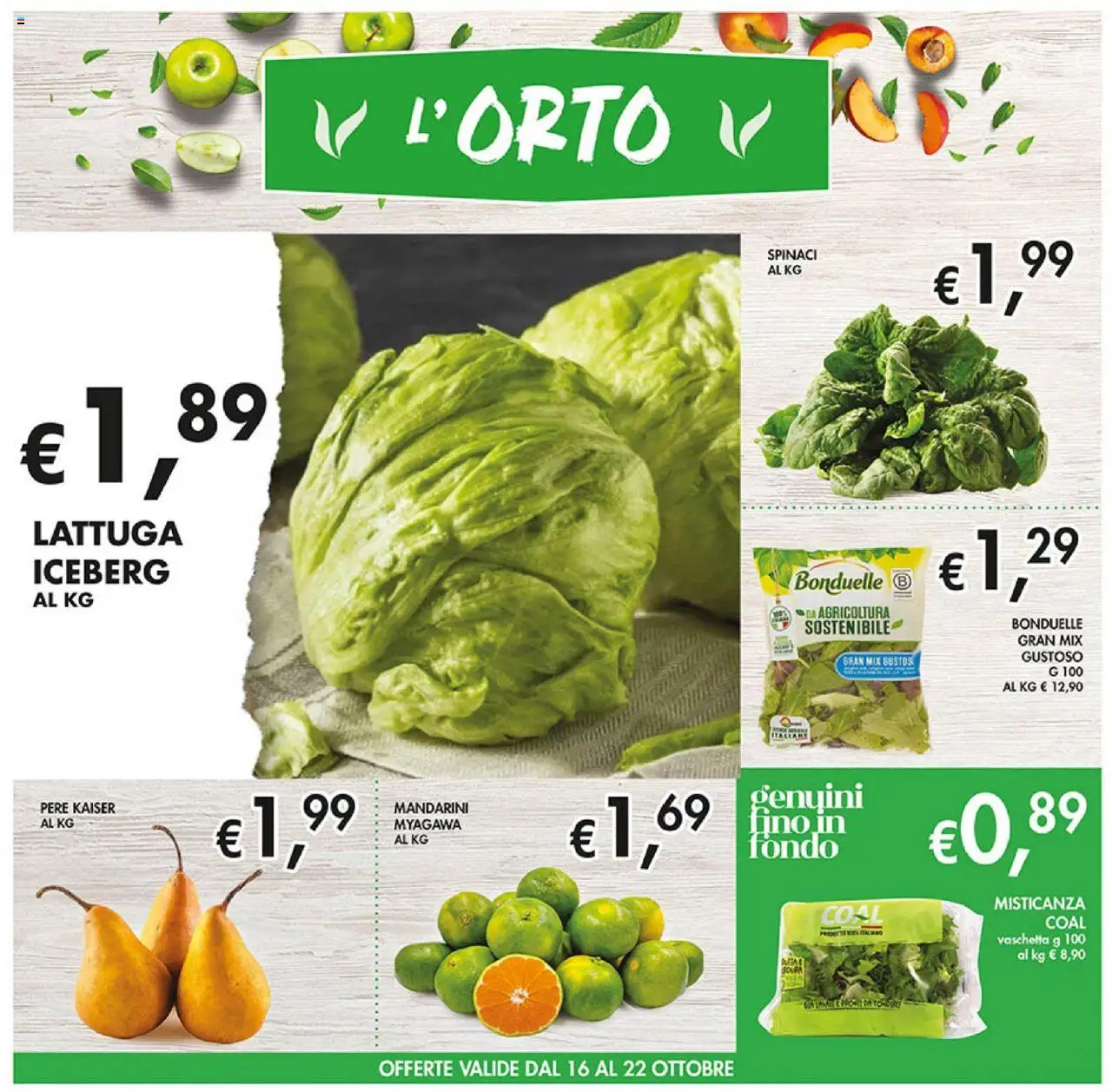 Volantino Coal del 09.10.2025 | Pagina: 3 | Prodotti: Misticanza, Mandarini, Spinaci, Lattuga
