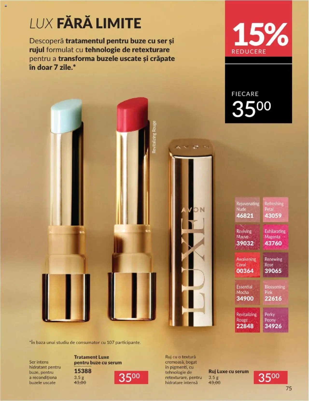 Catalog Avon - 08 2025 – valabil de la 01.08.2025 | Pagină: 75 | Produse: Serum, Ruj