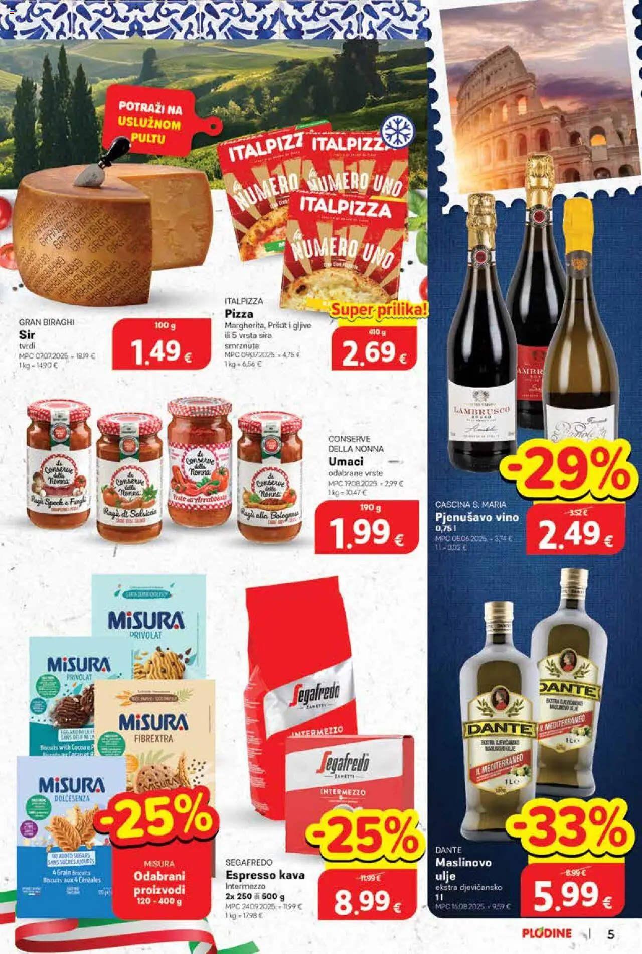 Plodine katalog | vrijedi od 08.10.2025 | Stranica: 5 | Proizvodi: Ulje, Kava, Pizza, Vino