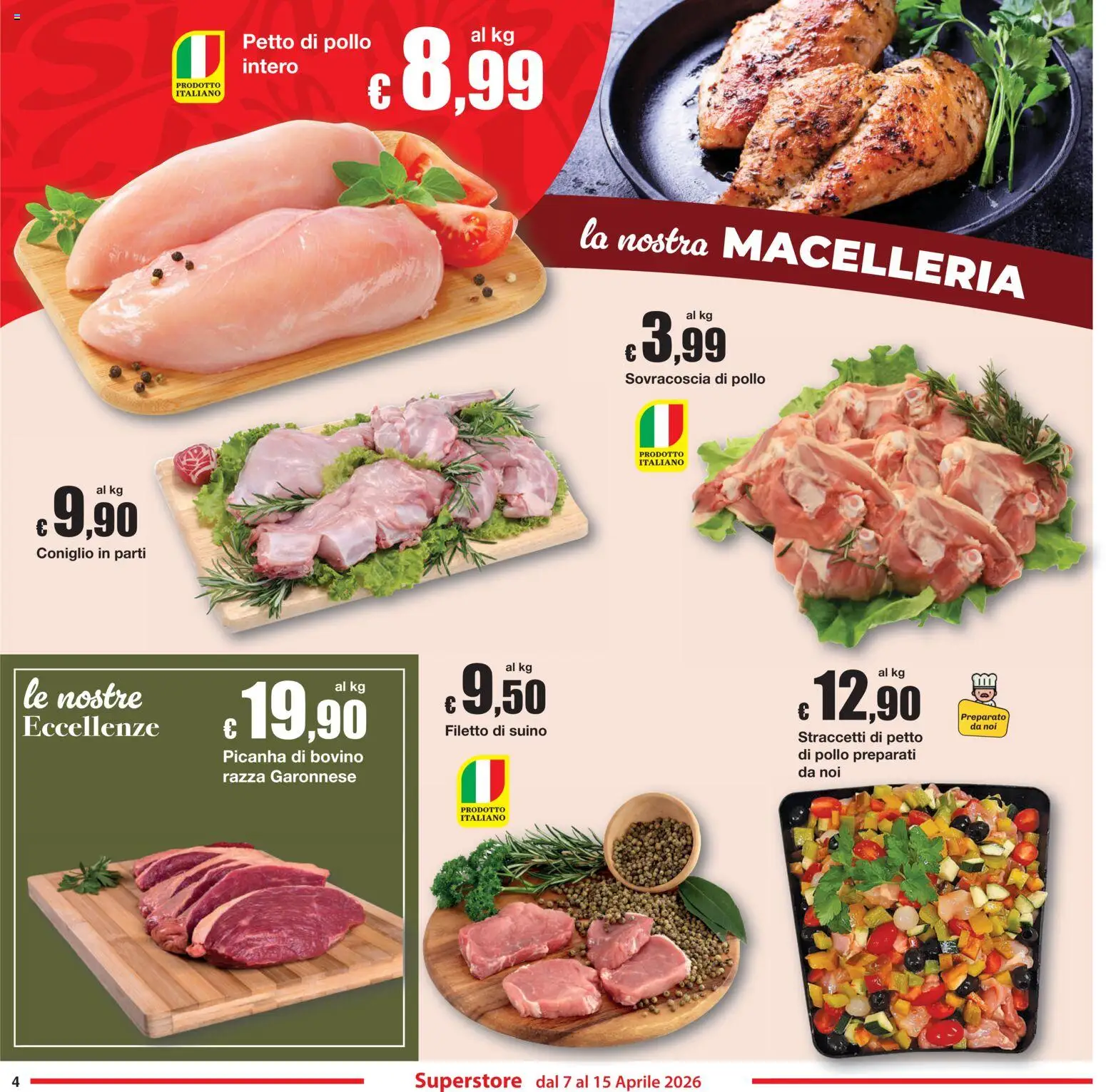 Volantino Sì con Te del 07.04.2026 | Pagina: 4 | Prodotti: Bovino, Petto di Pollo, Pollo, Suino
