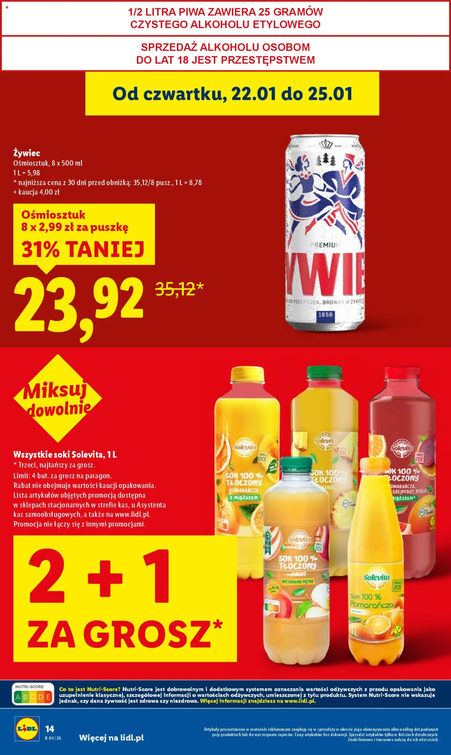 Lidl Gazetka od 22.01.2026 | Strona: 14 | Produkty: Soki, Sok