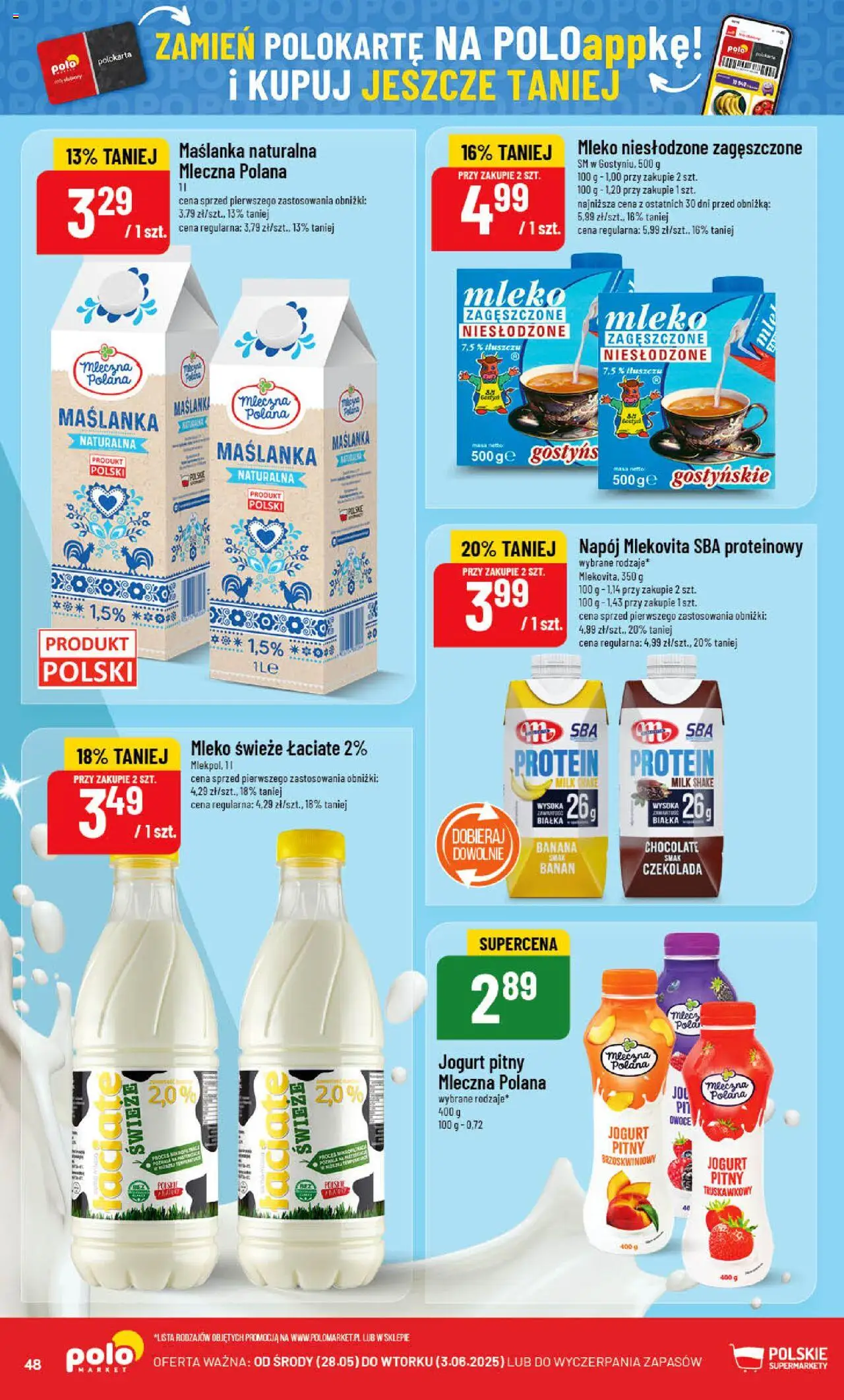 POLOmarket Gazetka od 28.05.2025 | Strona: 48 | Produkty: Maślanka, Jogurt pitny, Czekolada, Owoce