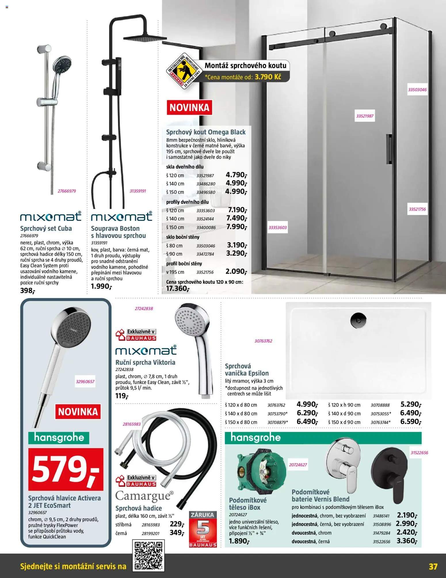 Bauhaus leták od 06.03.2026 | Strana: 37 | Produkty: Sprchová hadice, Sprchová hlavice, Sprcha, Omega