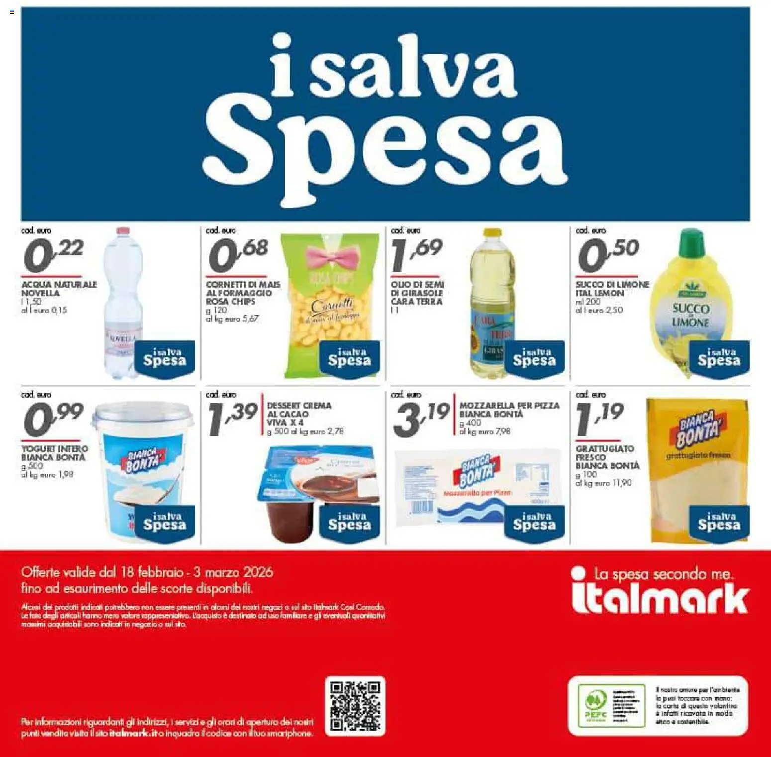Volantino Italmark del 18.02.2026 | Pagina: 39 | Prodotti: Crema, Succo, Mozzarella, Limone