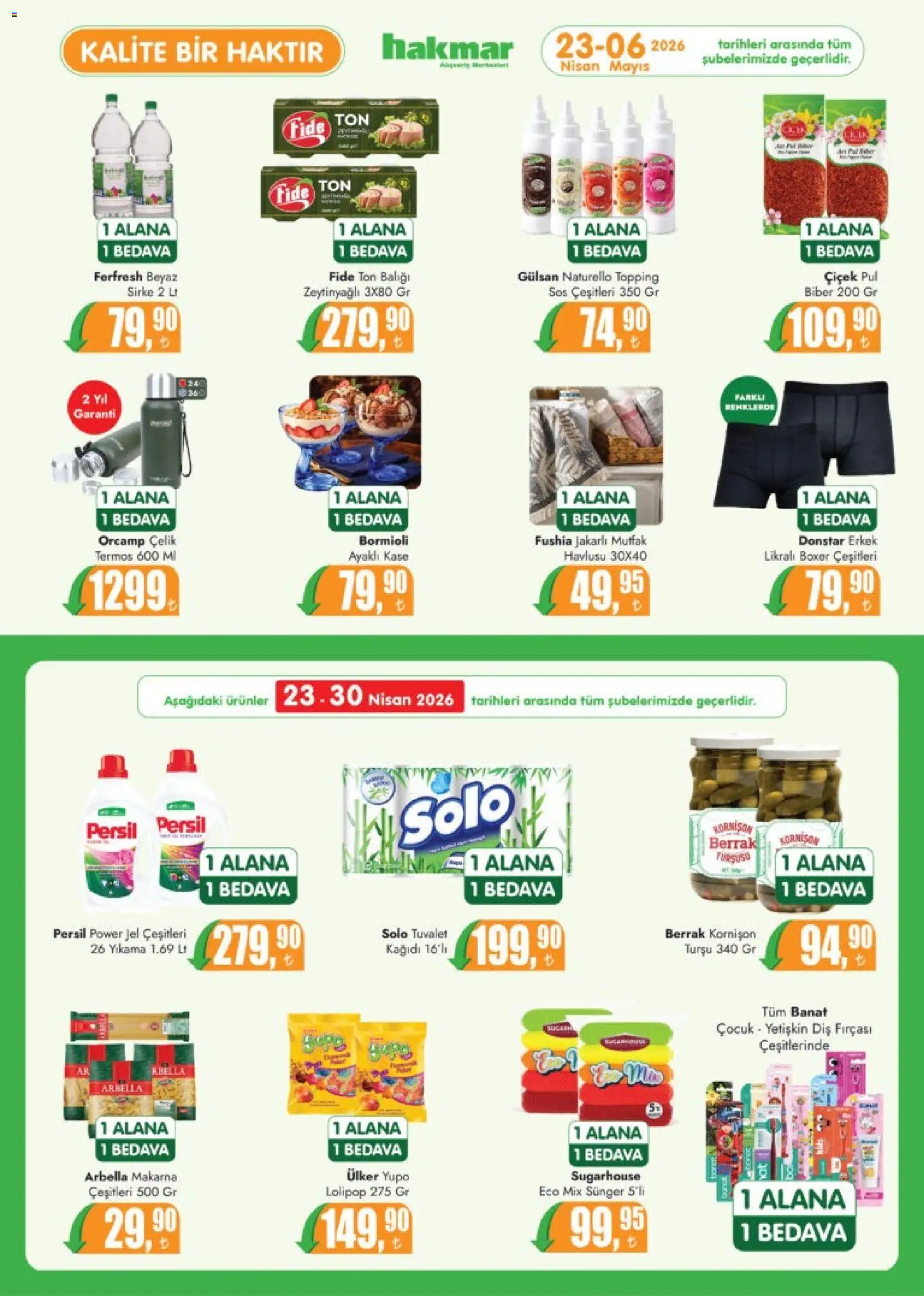Hakmar Katalog - 23.04.2026 tarihinden itibaren geçerlidir | Sayfa: 2 | Ürünler: Kaşe, Tuvalet, Sos, Ton balığı