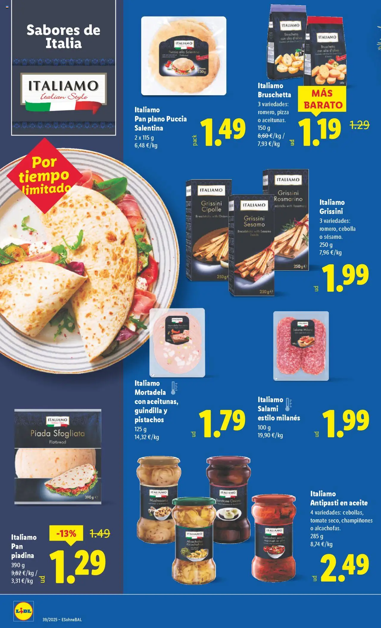 Lidl folleto │ válido desde el 22.09.2025 | Página: 24 | Productos: Aceite, Pan, Pizza, Salami