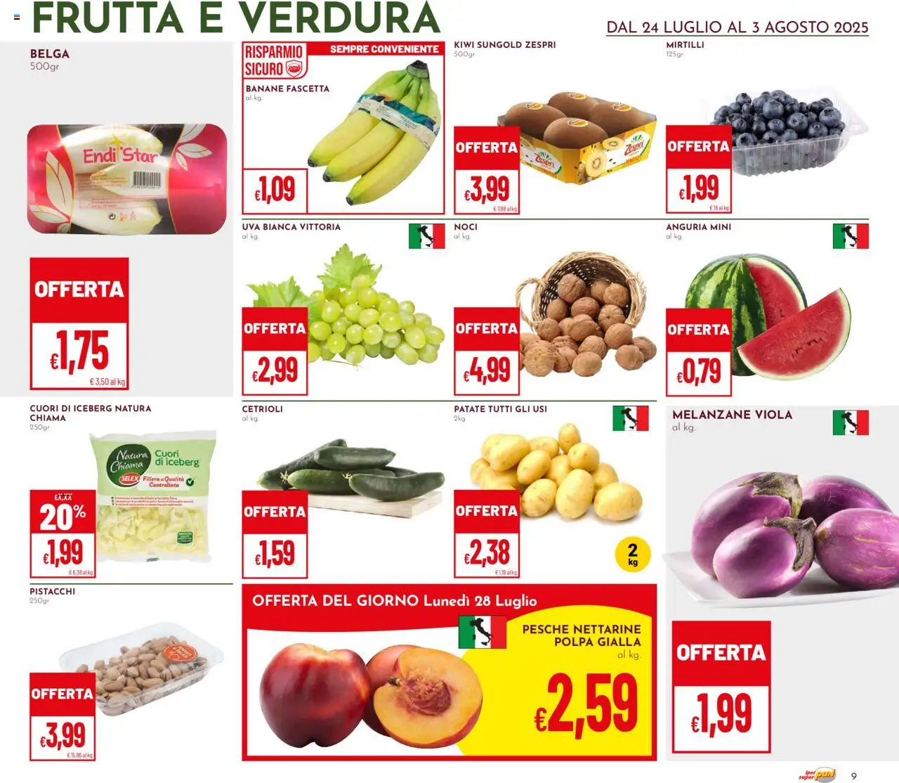 Volantino Pan del 24.07.2025 | Pagina: 9 | Prodotti: Cetrioli, Noci, Anguria, Uva