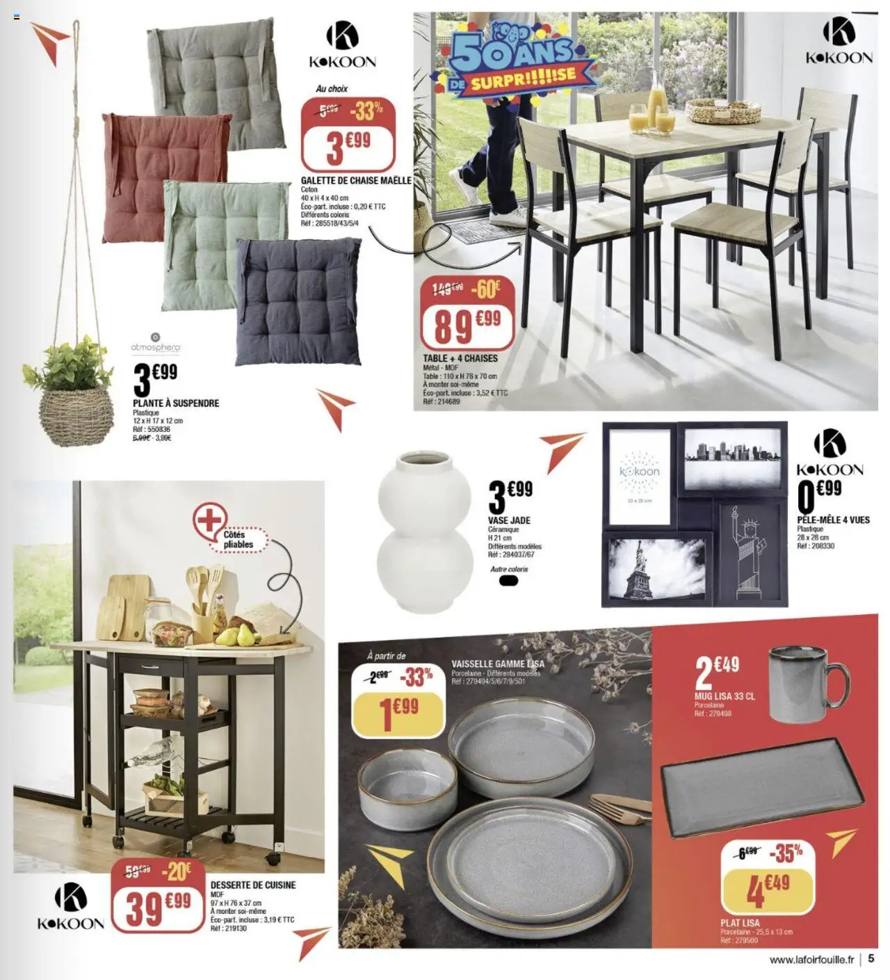 {H1} | Page: 5 | Produits: Coton, Desserte de cuisine, Porcelaine, Chaise