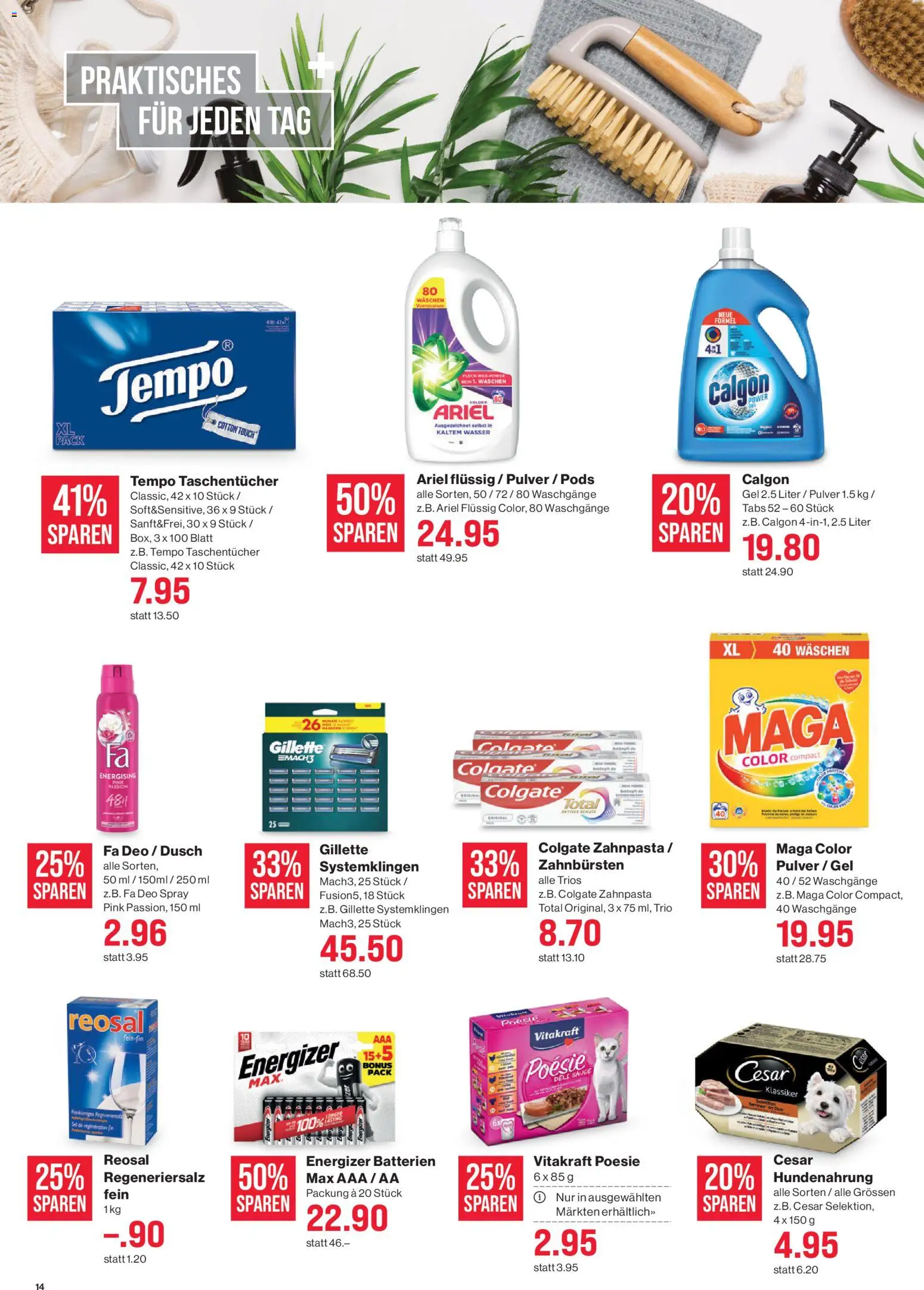 SPAR aktionen – gültig ab 12.03.2026 | Seite: 14 | Produkte: Pulver, Zahnpasta, Wasser
