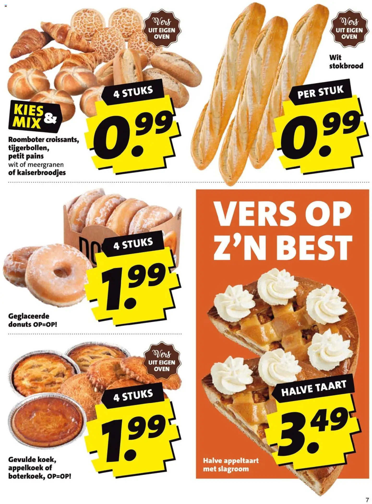 {H1} | Pagina: 7 | Producten: Taart, Slagroom, Stokbrood, Appeltaart