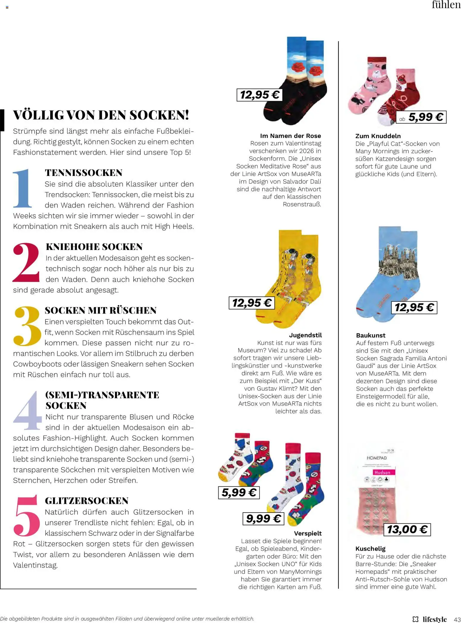 Müller - Lifestyle – gültig ab 01.01.2026 | Seite: 43 | Produkte: Top, Strümpfe, Zucker, Socken