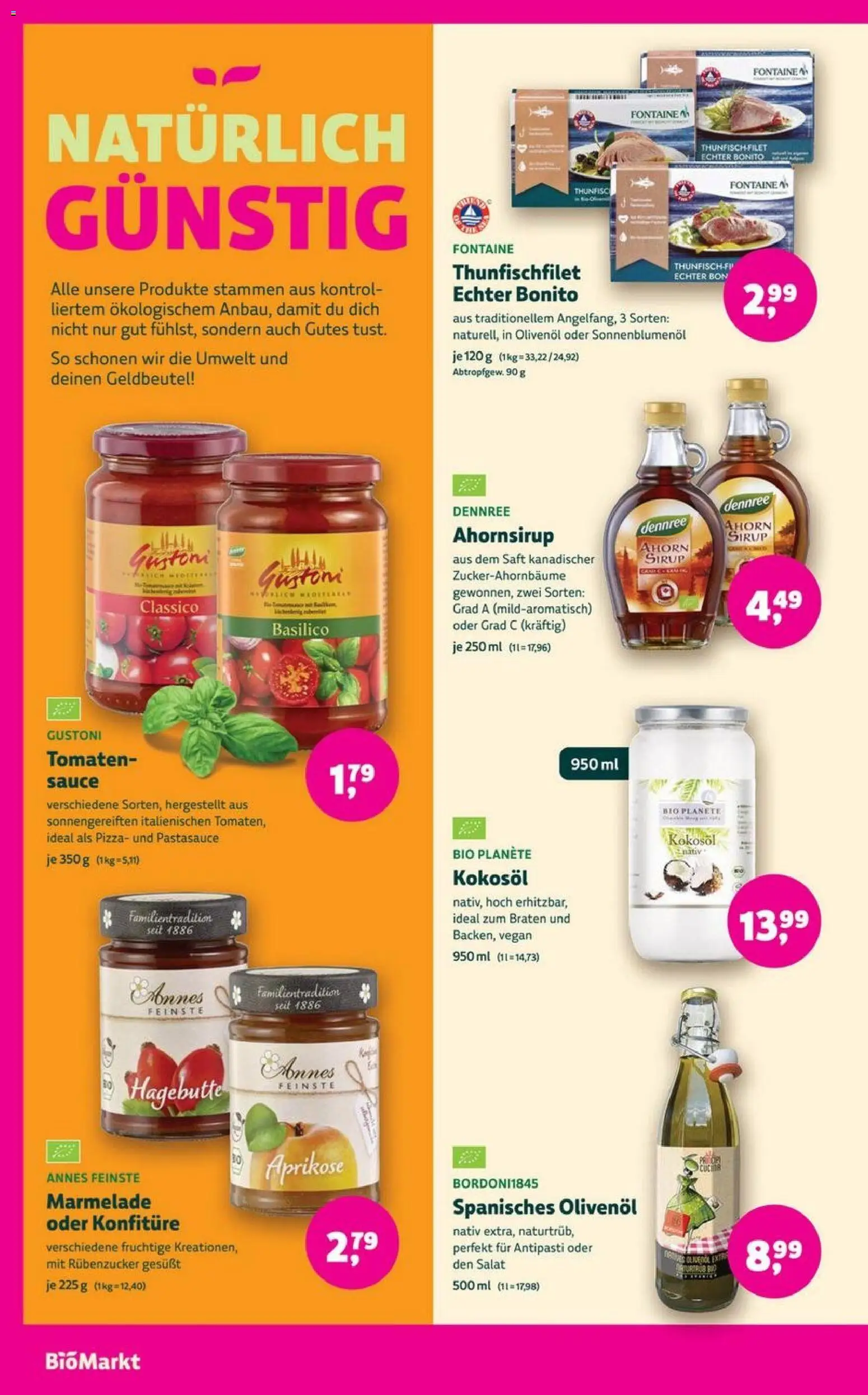 Denns BioMarkt Angebote – gültig ab 14.01.2026 | Seite: 14 | Produkte: Sonnenblumenol, Sirup, Pizza, Saft