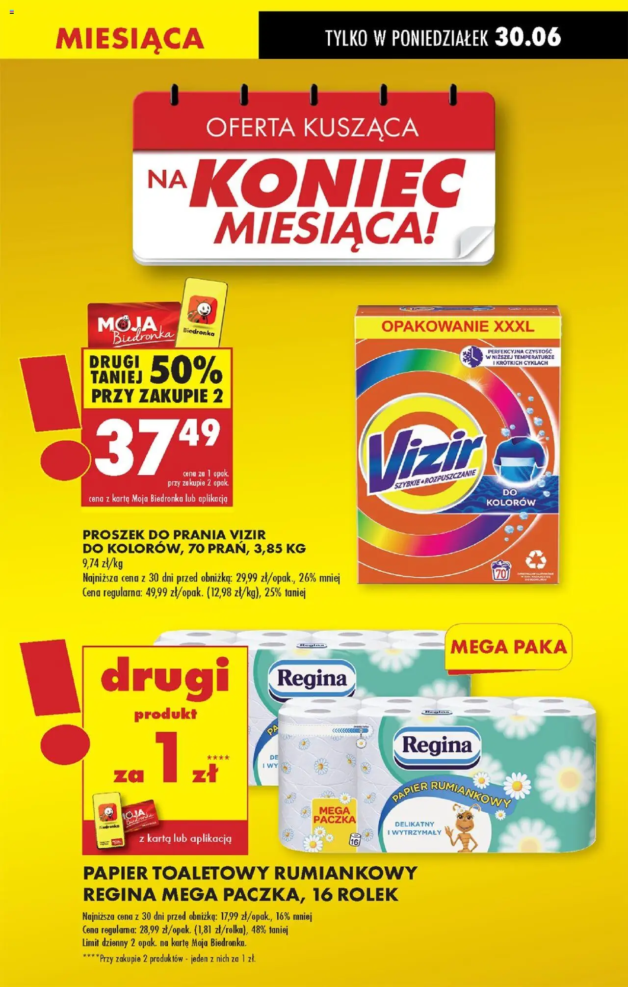 Biedronka gazetka od 30.06.2025 | Strona: 9 | Produkty: Karta, Papier toaletowy, Proszek do prania Vizir, Detergent