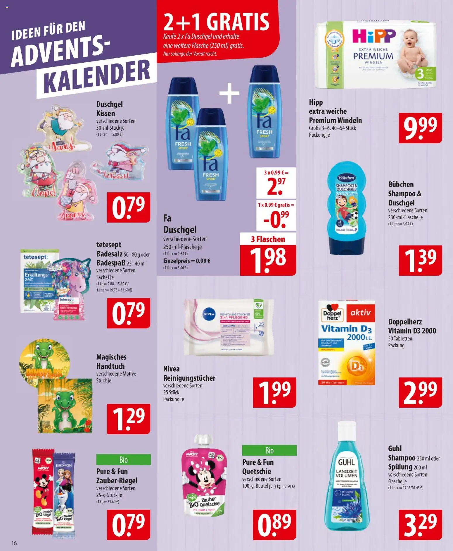 Famila Prospekt 	 – gültig ab 10.11.2025 | Seite: 16 | Produkte: Kissen, Fa duschgel, Spülung, Reinigungstücher