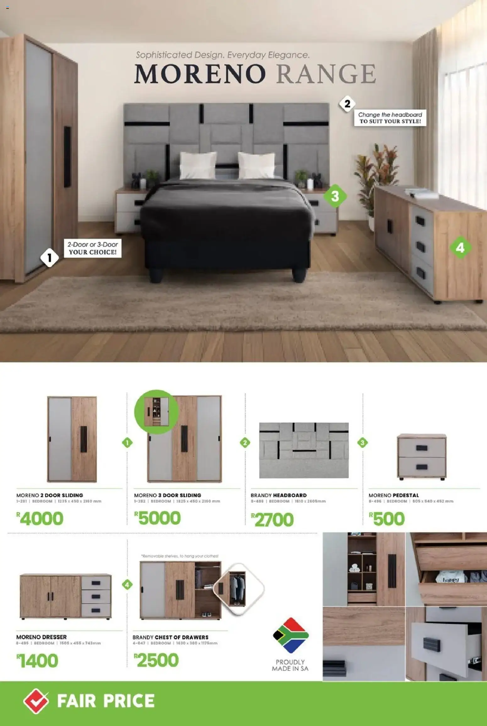 New Fair Price catalogue – valid from 01.03.2026 | Page: 18 | Products: Pedestal, Headboard, Chest of drawers, Brandy