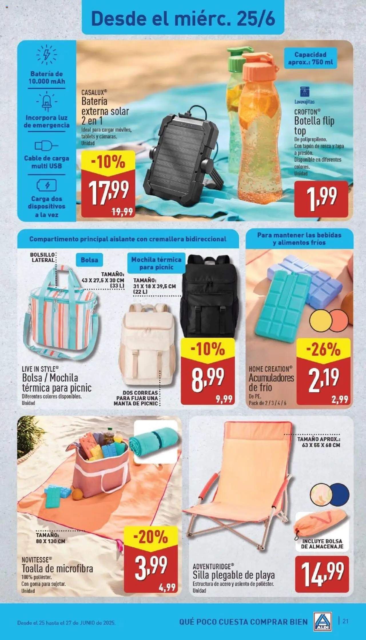 Aldi folleto Península │ válido desde el 23.06.2025 | Página: 21 | Productos: Cable, Manta, USB, Silla