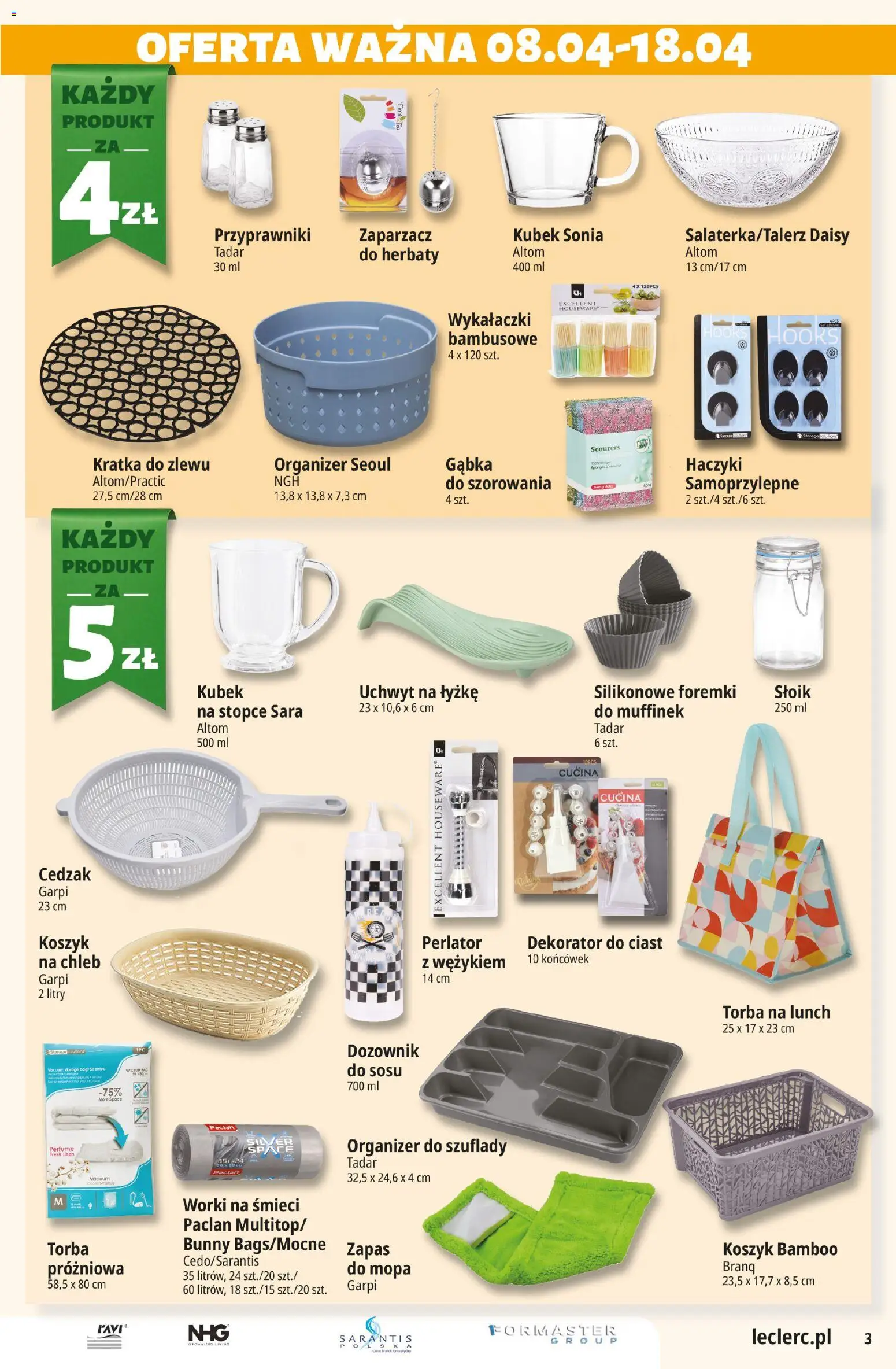 E.Leclerc gazetka - Elbląg od 08.04.2026 | Strona: 3 | Produkty: Torba, Chleb, Gąbka