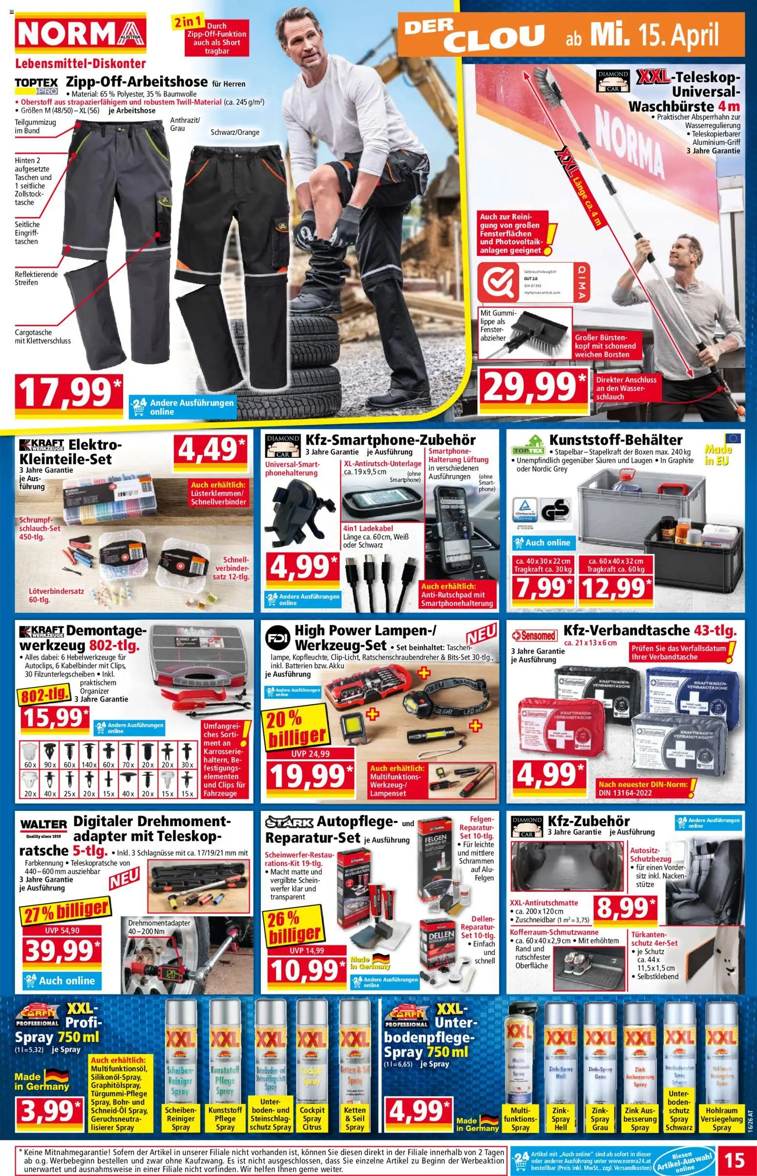 Norma Flugblatt gültig ab 13.04.2026 | Seite: 15 | Produkte: Wasser, Smartphone, Tasche, Adapter