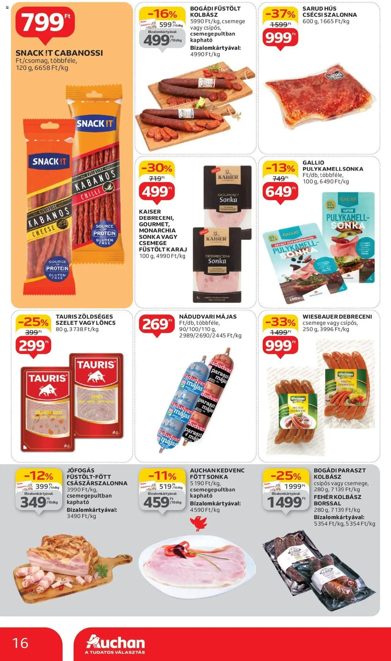 Auchan akciós ujság - amely érvényes a következő dátumtól: 29.05.2025 | Oldal: 16 | Termékek: Kolbász, Sonka, Császárszalonna, Szalonna
