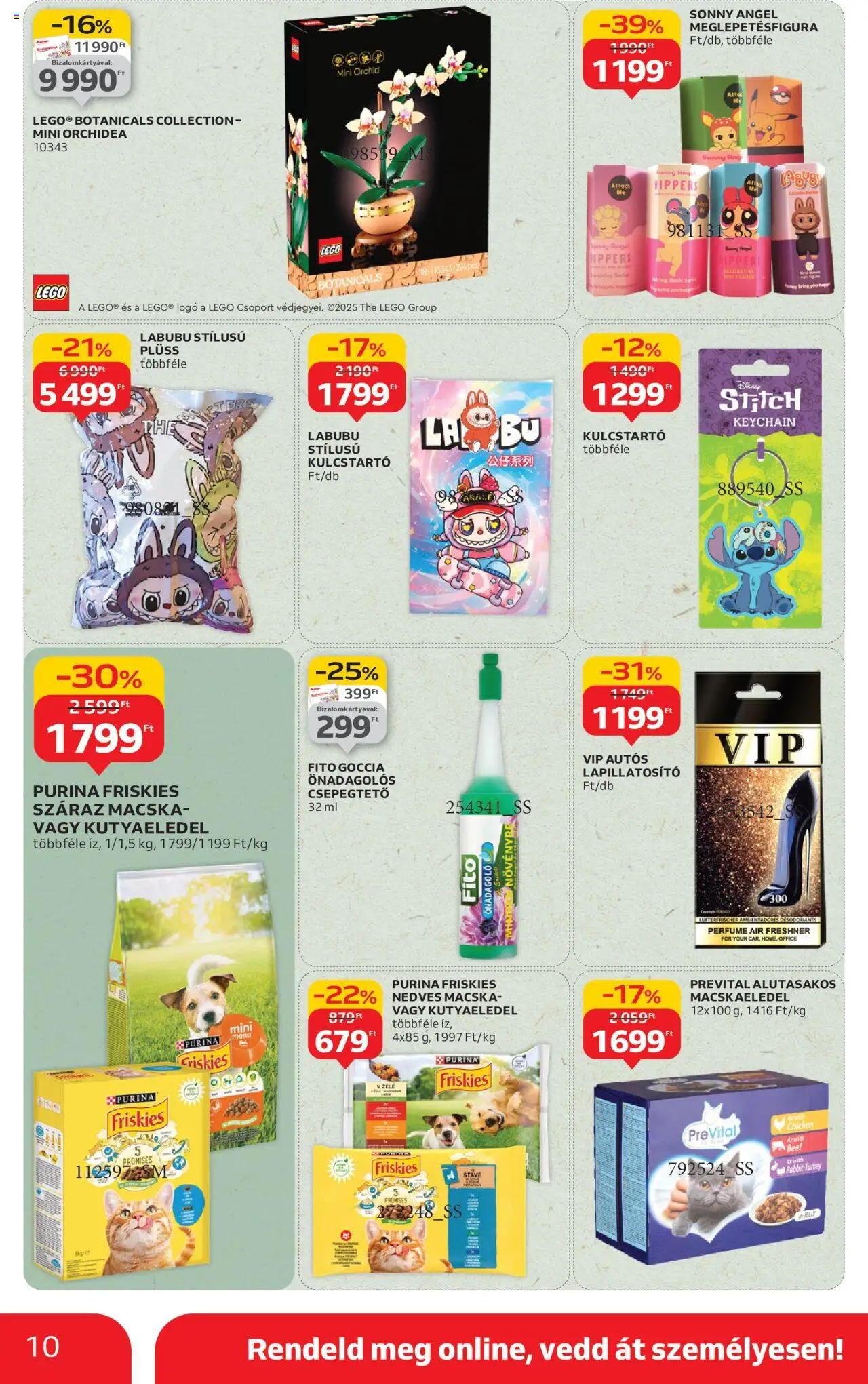Auchan akciós ujság - amely érvényes a következő dátumtól: 21.08.2025 | Oldal: 10 | Termékek: Orchidea, Macskaeledel, Kutyaeledel, Plüss