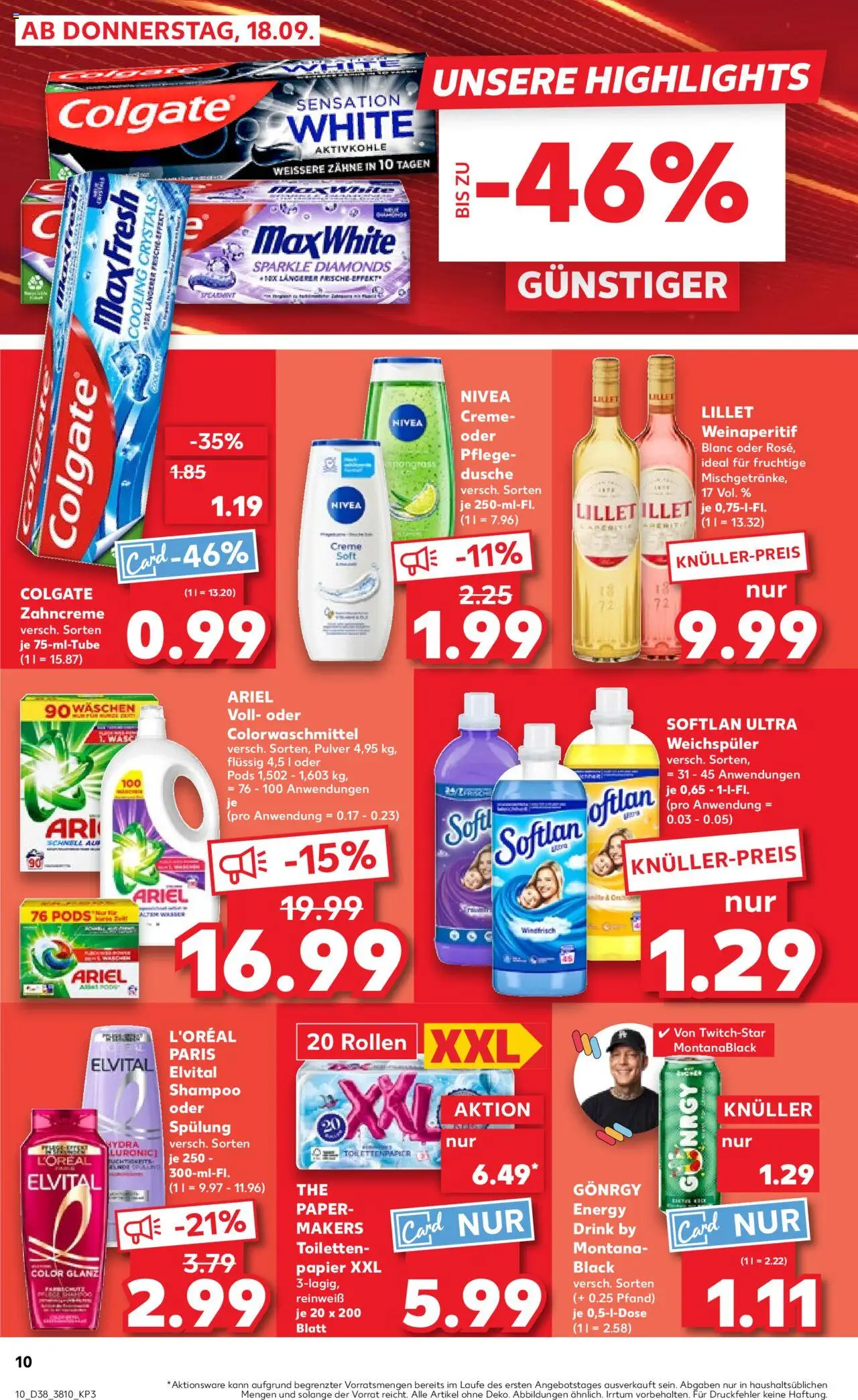 Kaufland prospekt Potsdam	 – gültig ab 18.09.2025 | Seite: 10 | Produkte: Energy, Ariel, Dusche, Creme