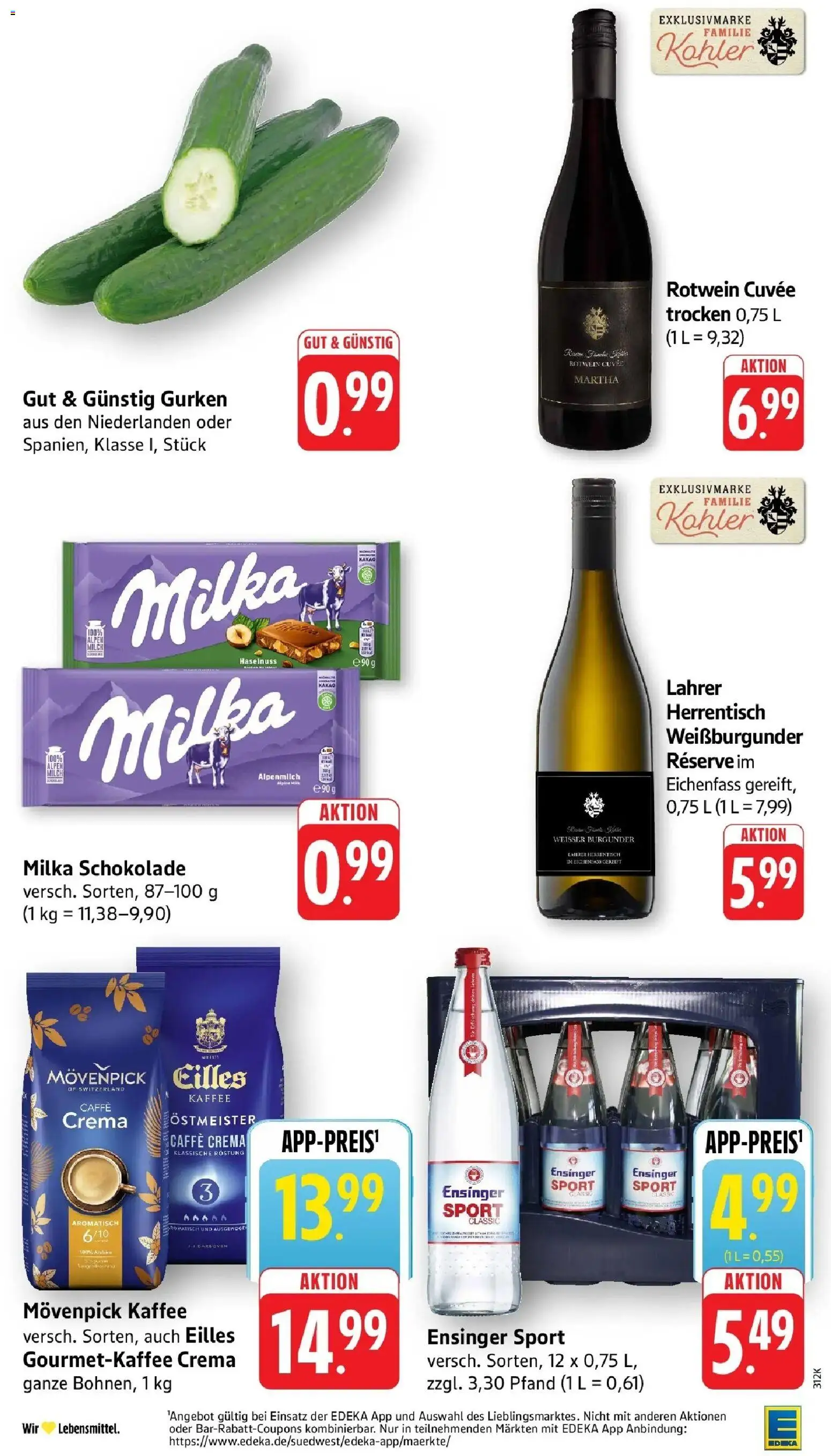 Edeka prospekt Ettenheim	 – gültig ab 02.03.2026 | Seite: 2 | Produkte: Kaffee, Milka schokolade, Rotwein, Gurken