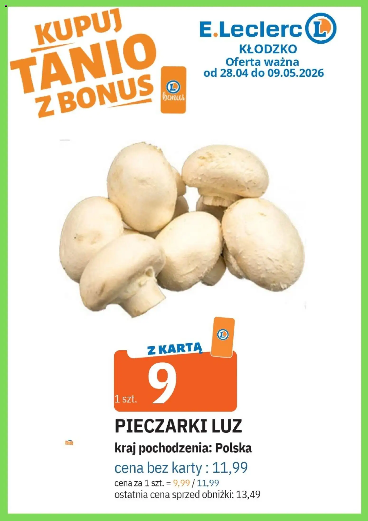 E.Leclerc gazetka - Kłodzko od 28.04.2026 | Strona: 31 | Produkty: Karta, Pieczarki