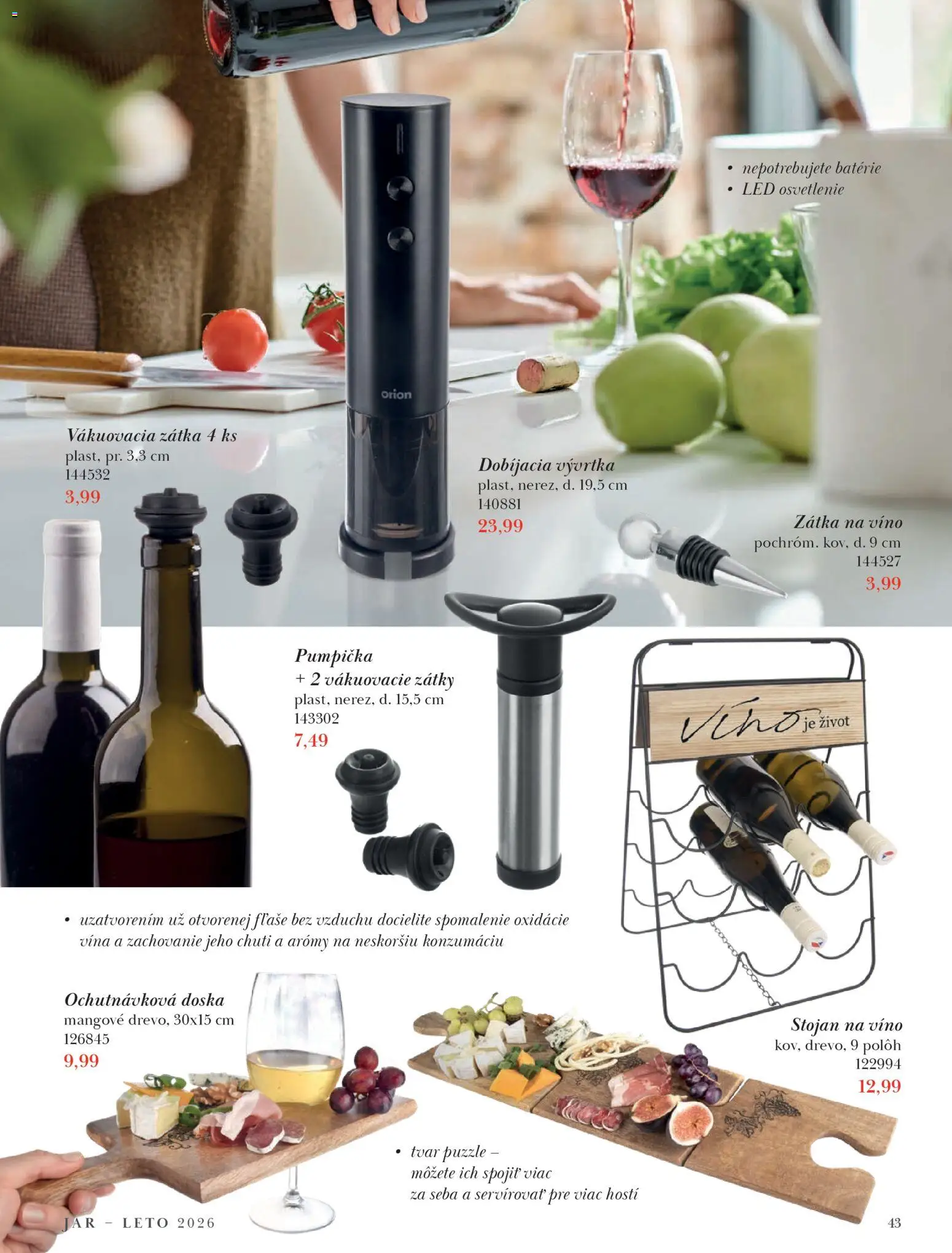Nové Orion akcie – leták je platný od 09.03.2026 | Strana: 43 | Produkty: Led osvetlenie, Osvetlenie, Stojan na víno, Led
