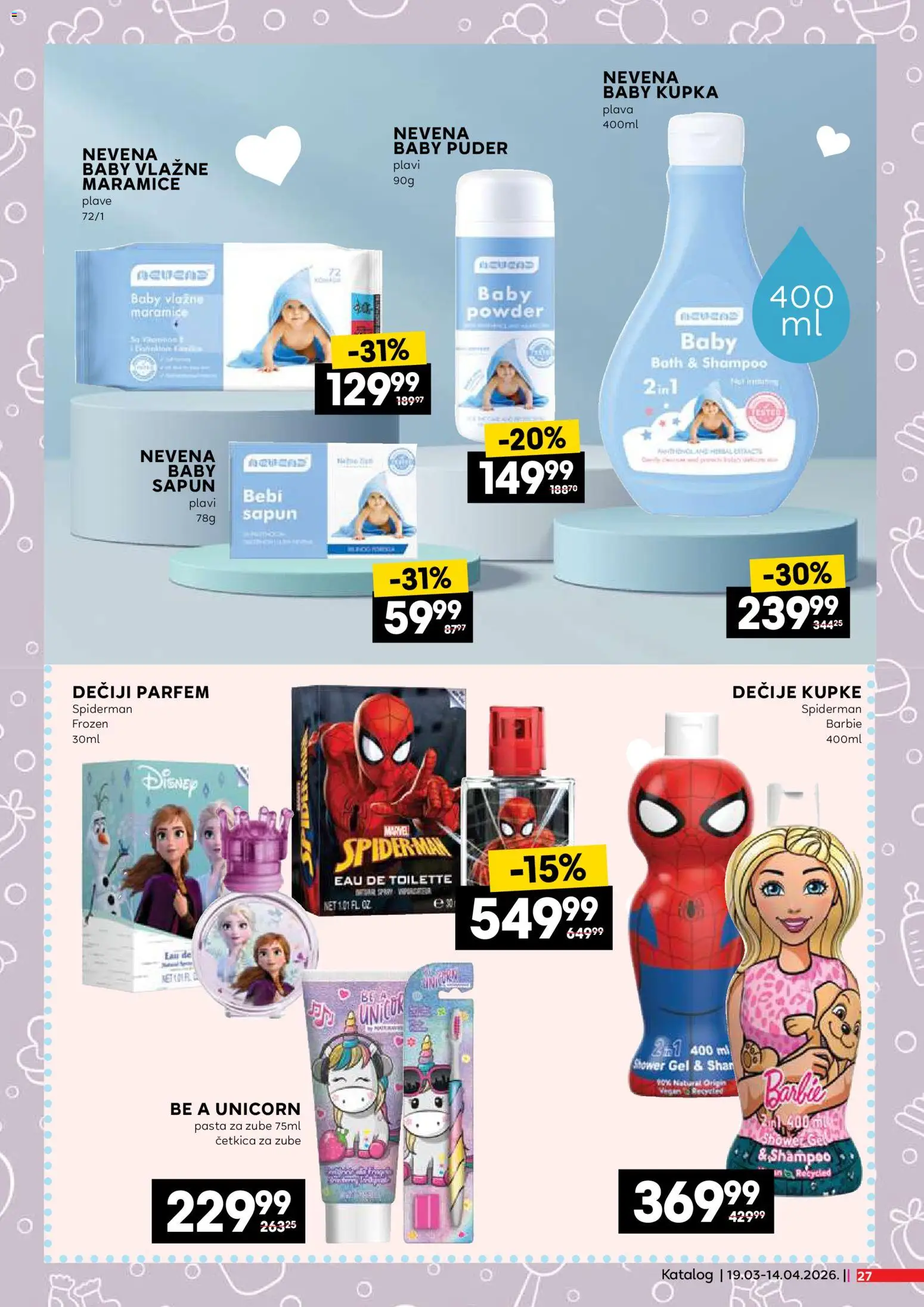 Roda katalog - važi od 19.03.2026 | Strana: 27 | Proizvode: Parfem, Sapun, Barbie, Četkica za zube