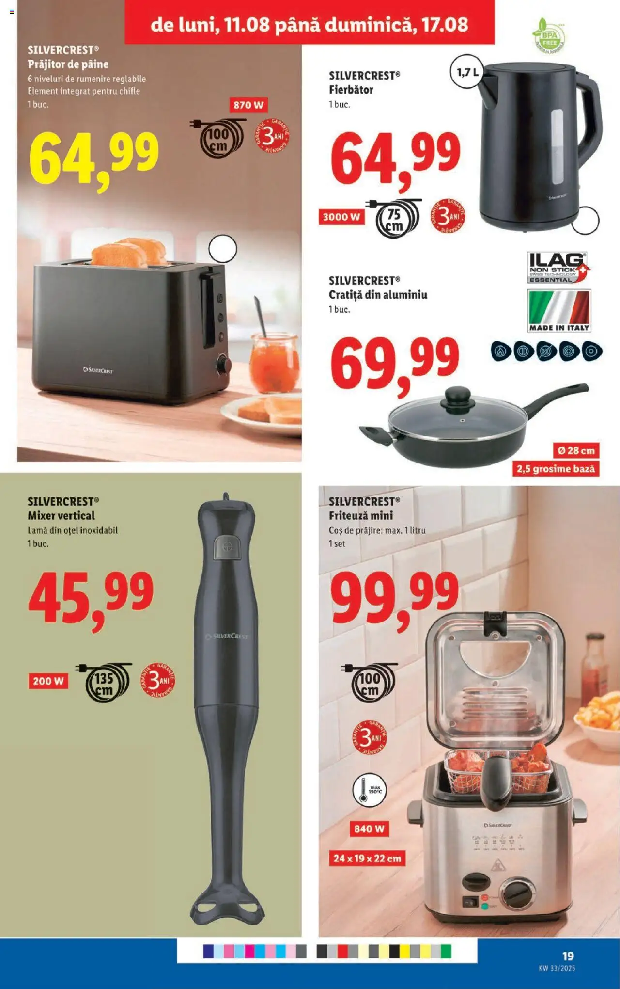 Catalog Lidl – valabil de la 11.08.2025 | Pagină: 19 | Produse: Blender, Cratiță, Friteuză, Pâine