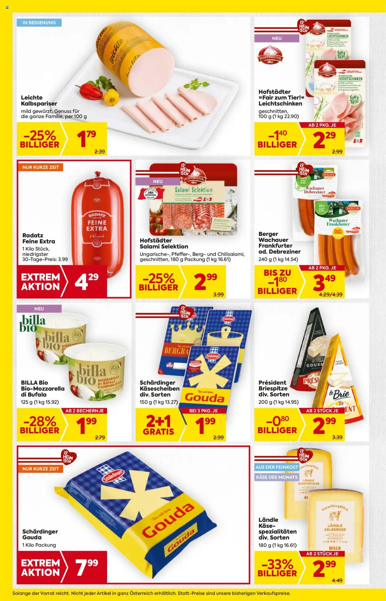 Billa Flugblatt gültig ab 14.08.2025 | Seite: 6 | Produkte: Käse, Salami