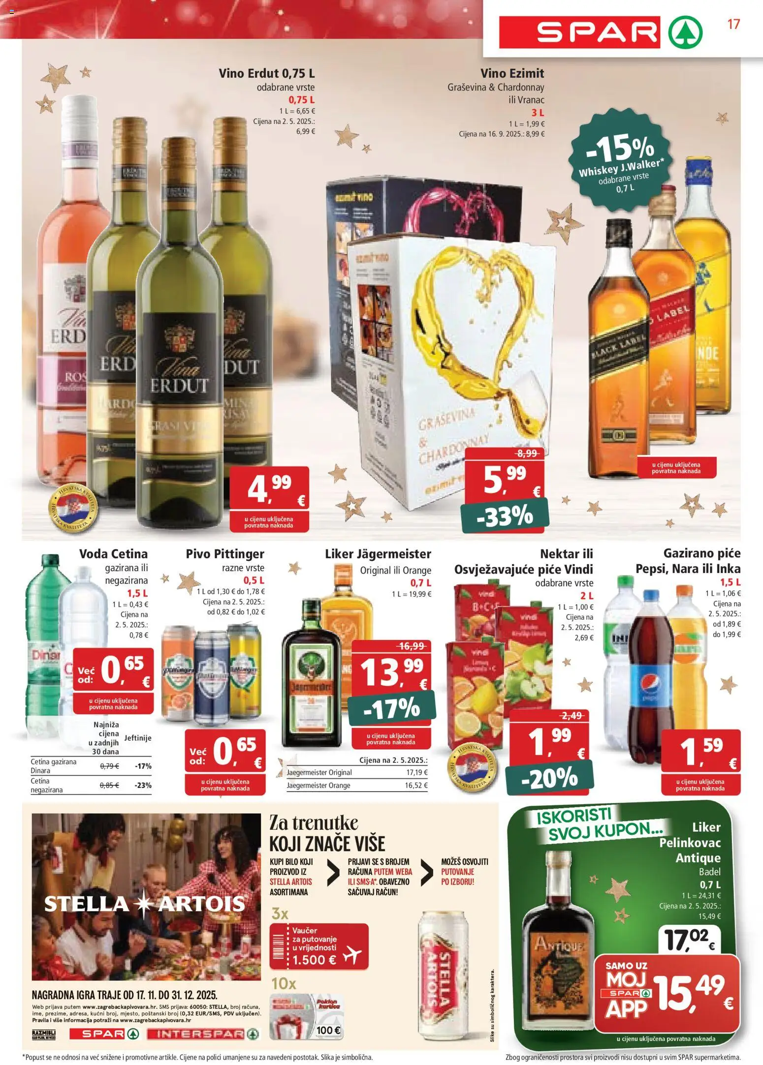 Spar katalog | vrijedi od 26.11.2025 | Stranica: 17 | Proizvodi: Pelinkovac, Jägermeister, Pivo, Liker