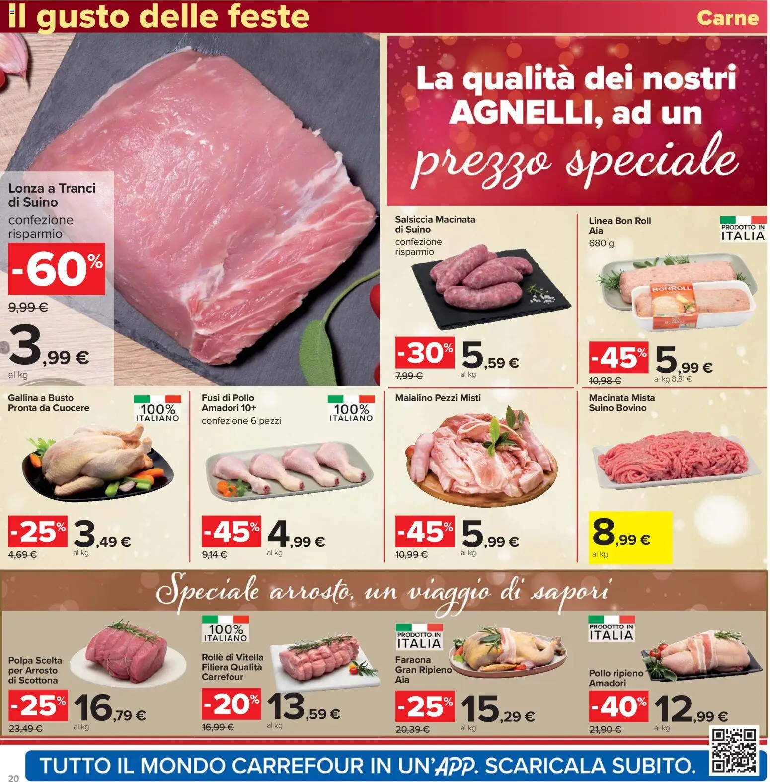 Volantino Carrefour del 16.12.2025 | Pagina: 20 | Prodotti: Bovino, Arrosto, Pollo, Suino