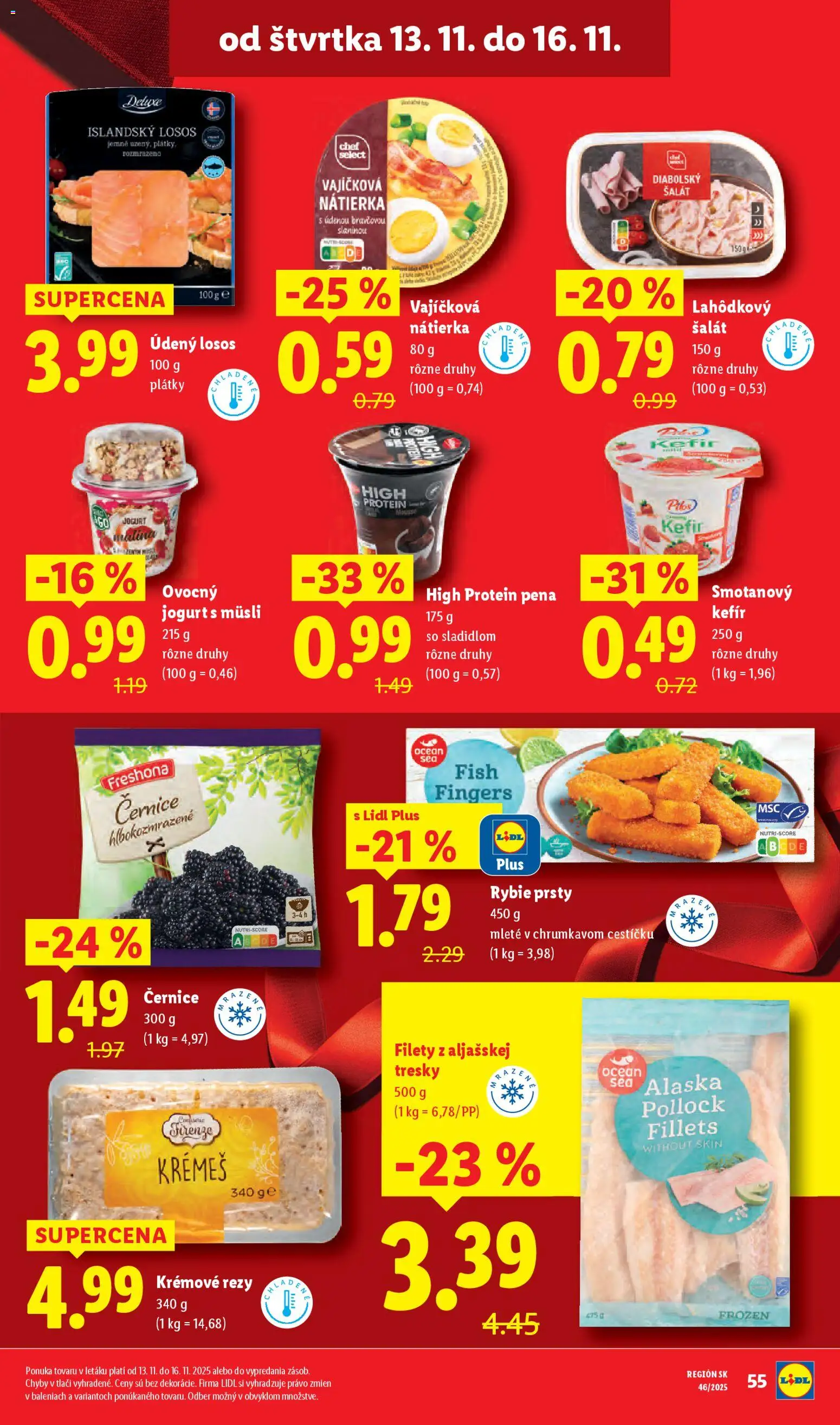 Nové Lidl akcie – leták je platný od 13.11.2025 | Strana: 25 | Produkty: Jogurt, Protein, Losos, Šalát