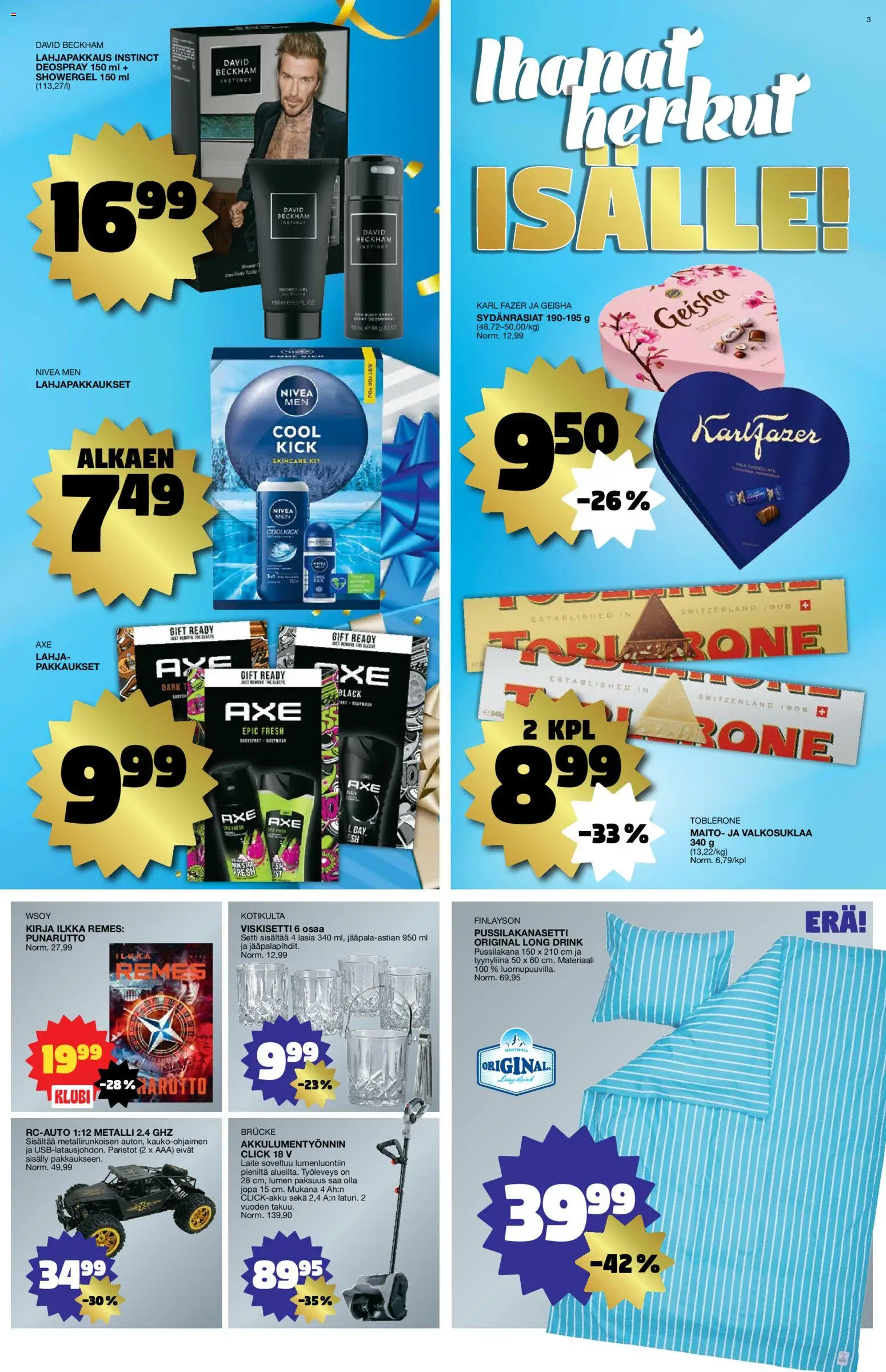 Tokmanni tarjoukset – voimassa 03.11.2025 alkaen | Sivu: 3 | Tuotteet: Pussilakanasetti, Kirja, Maito, Tyynyliina