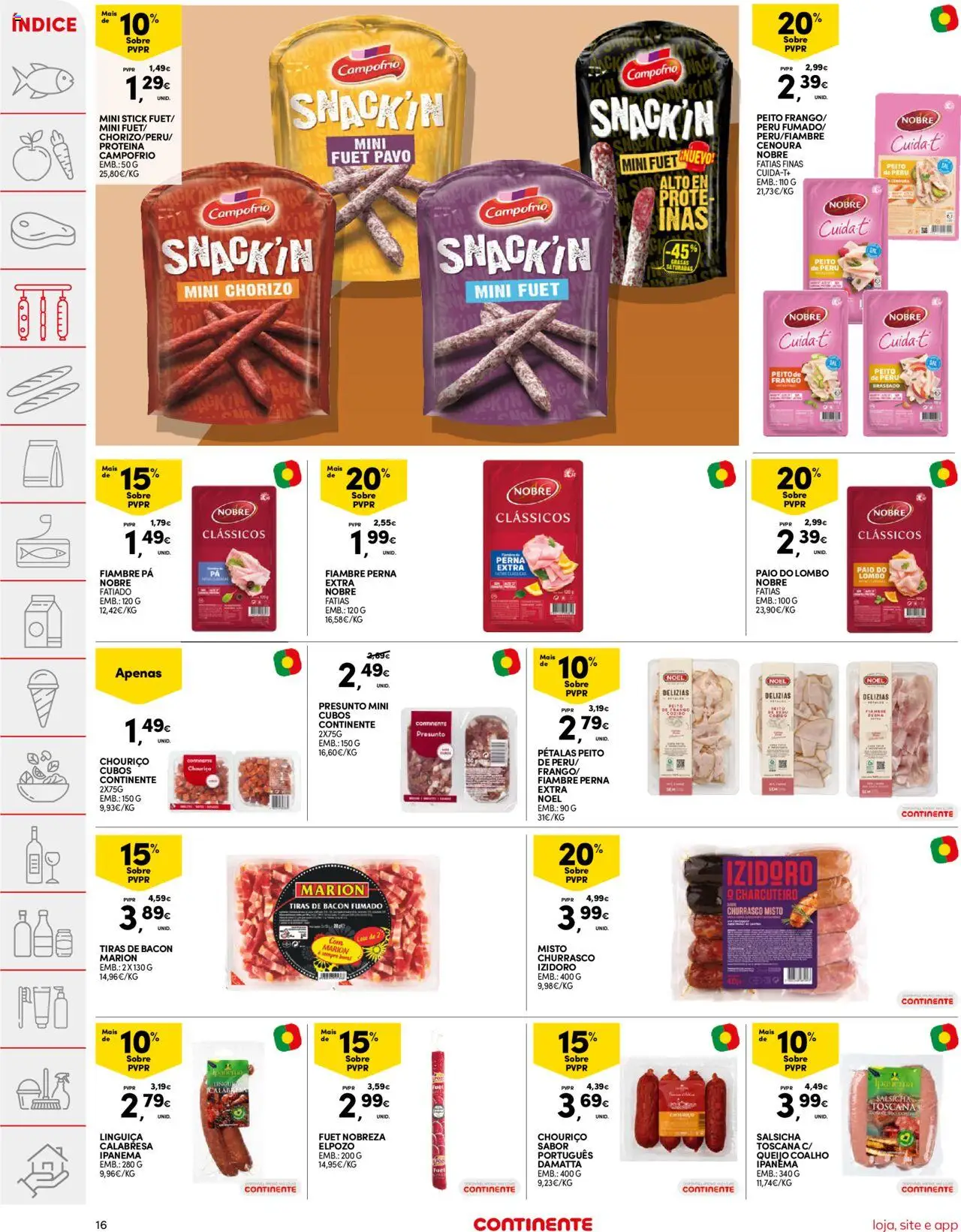 Continente folheto │ válido de 09.09.2025 | Página: 16 | Produtos: Chouriço, Pá, Cenoura, Proteina