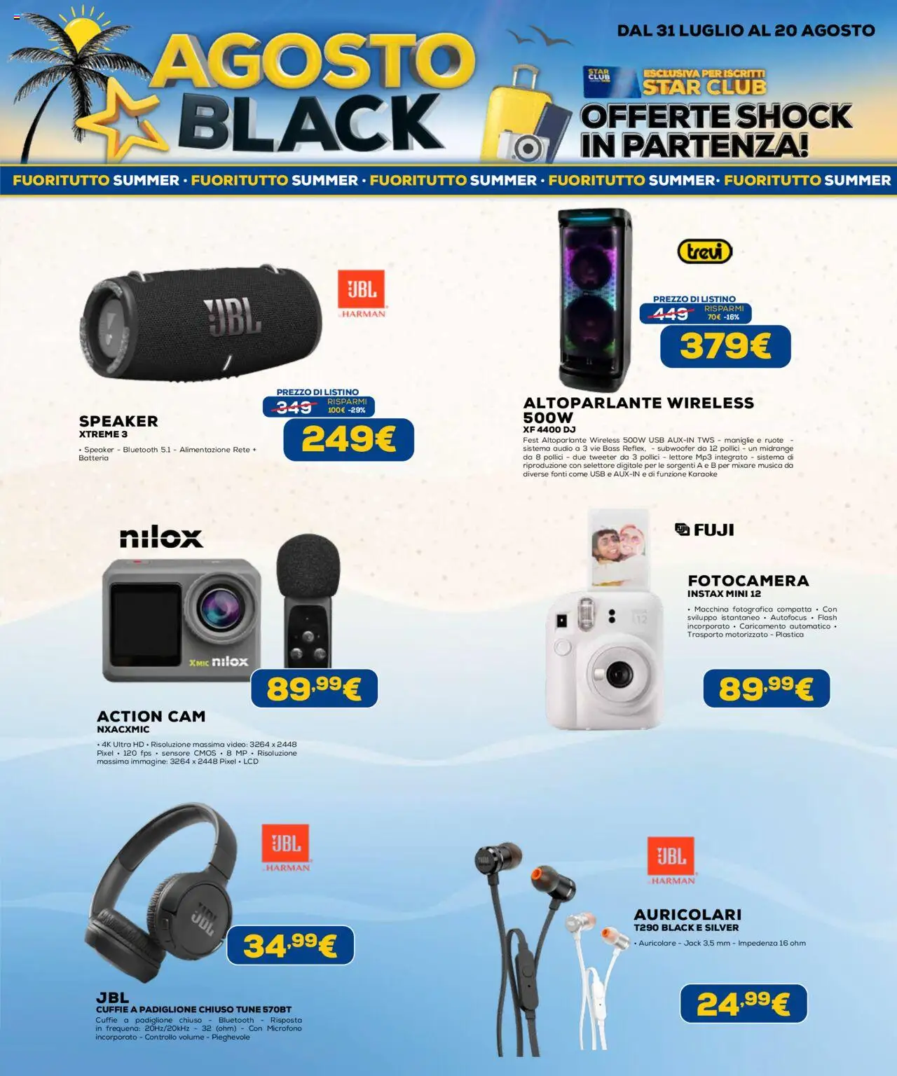 Volantino Euronics del 31.07.2025 | Pagina: 24 | Prodotti: Action cam, Audio, Fotocamera, Batteria