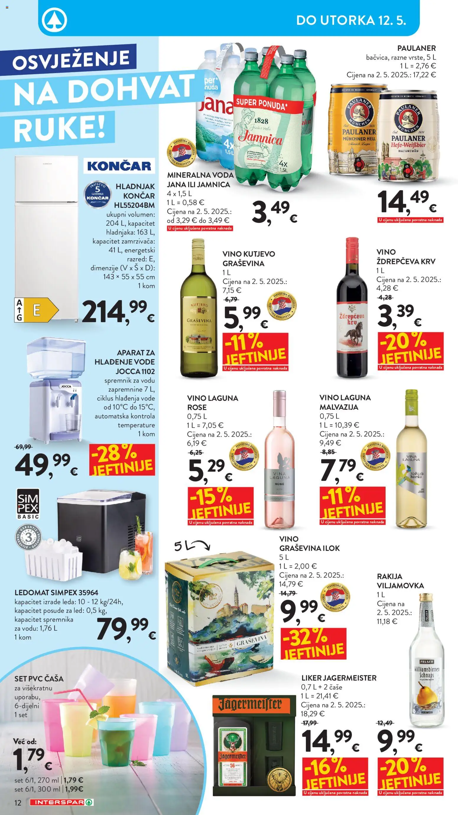 Interspar katalog | vrijedi od 22.04.2026 | Stranica: 12 | Proizvodi: Mineralna voda, Jägermeister, Čaše, Jamnica