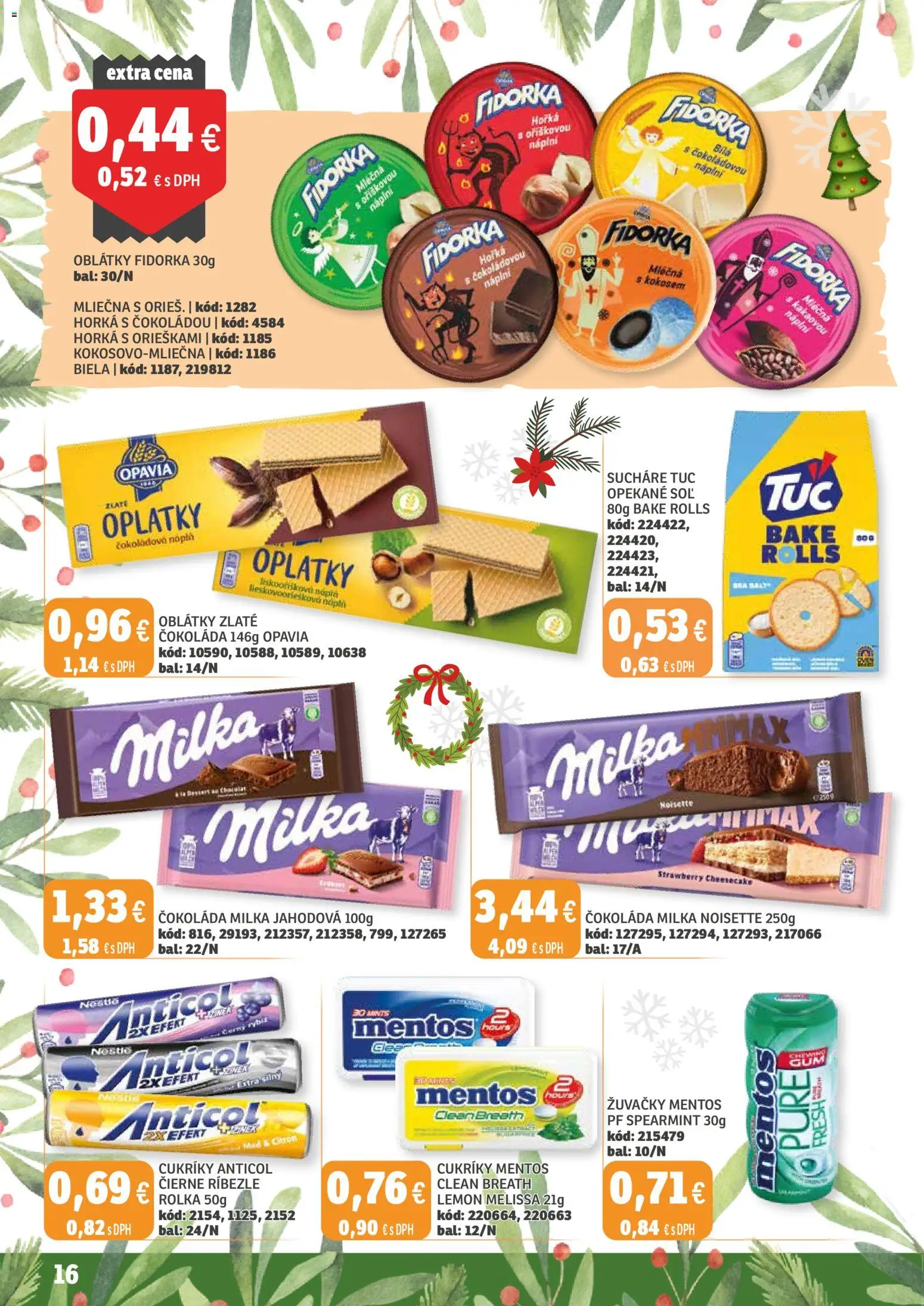 Nové Labaš akcie – leták je platný od 12.12.2025 | Strana: 16 | Produkty: Ríbezle, Cukríky, Milka, Soľ