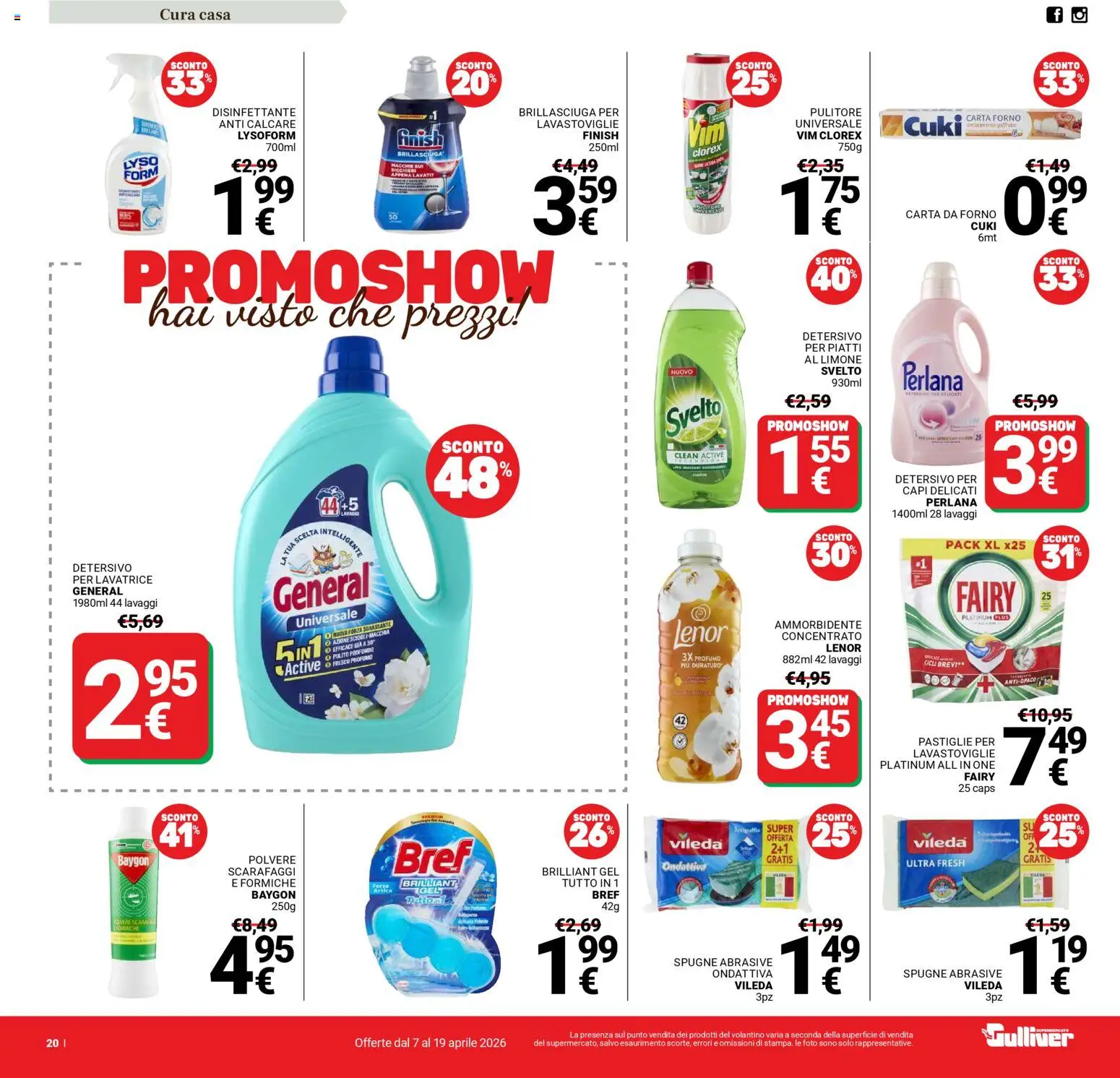 Volantino Gulliver del 07.04.2026 | Pagina: 20 | Prodotti: Ammorbidente, Detersivo per piatti, Lavastoviglie, Profumo