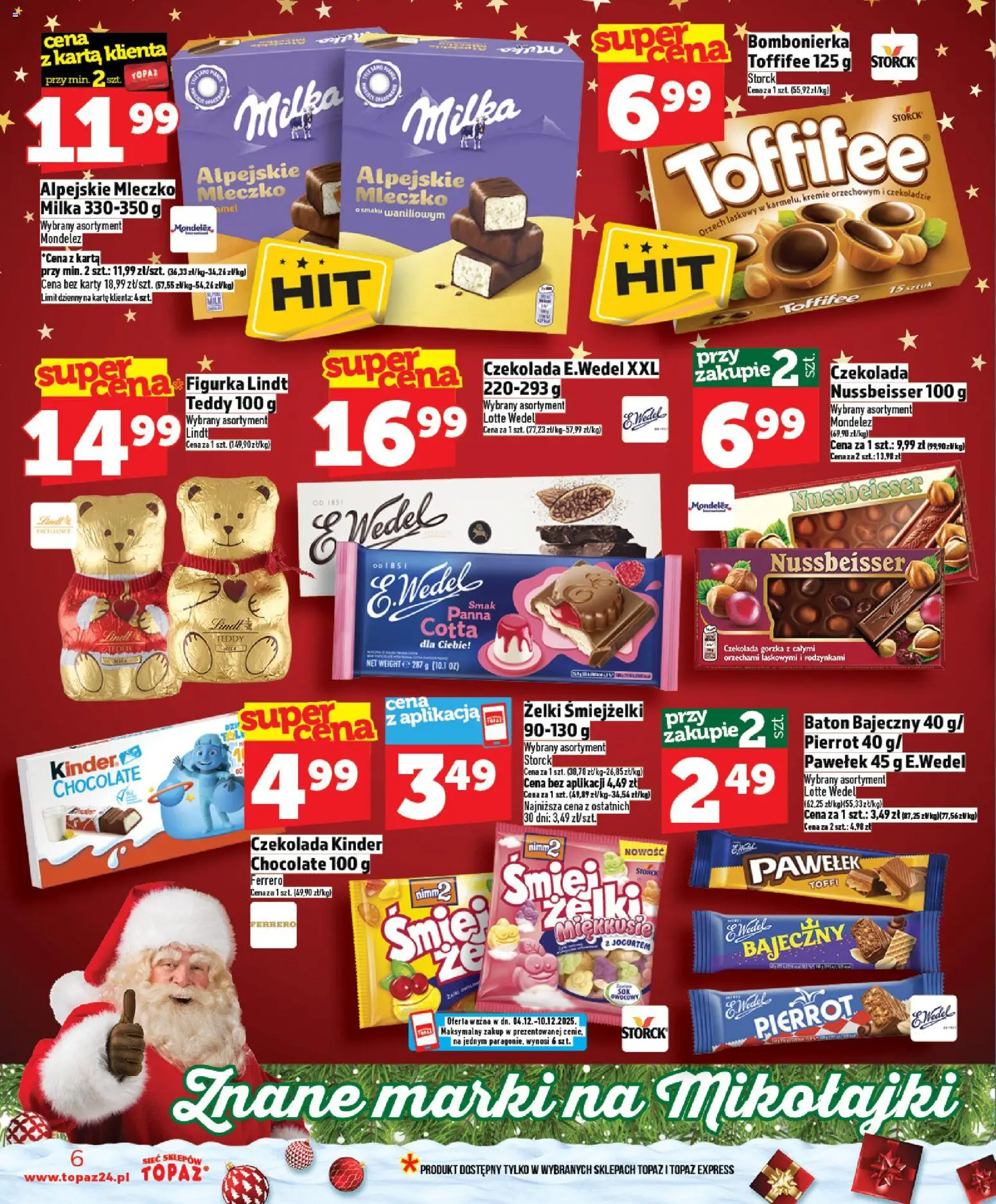 Topaz Gazetka - Ceny małe na stałe od 04.12.2025 | Strona: 6 | Produkty: Czekolada gorzka, Baton, Żelki, Czekolada