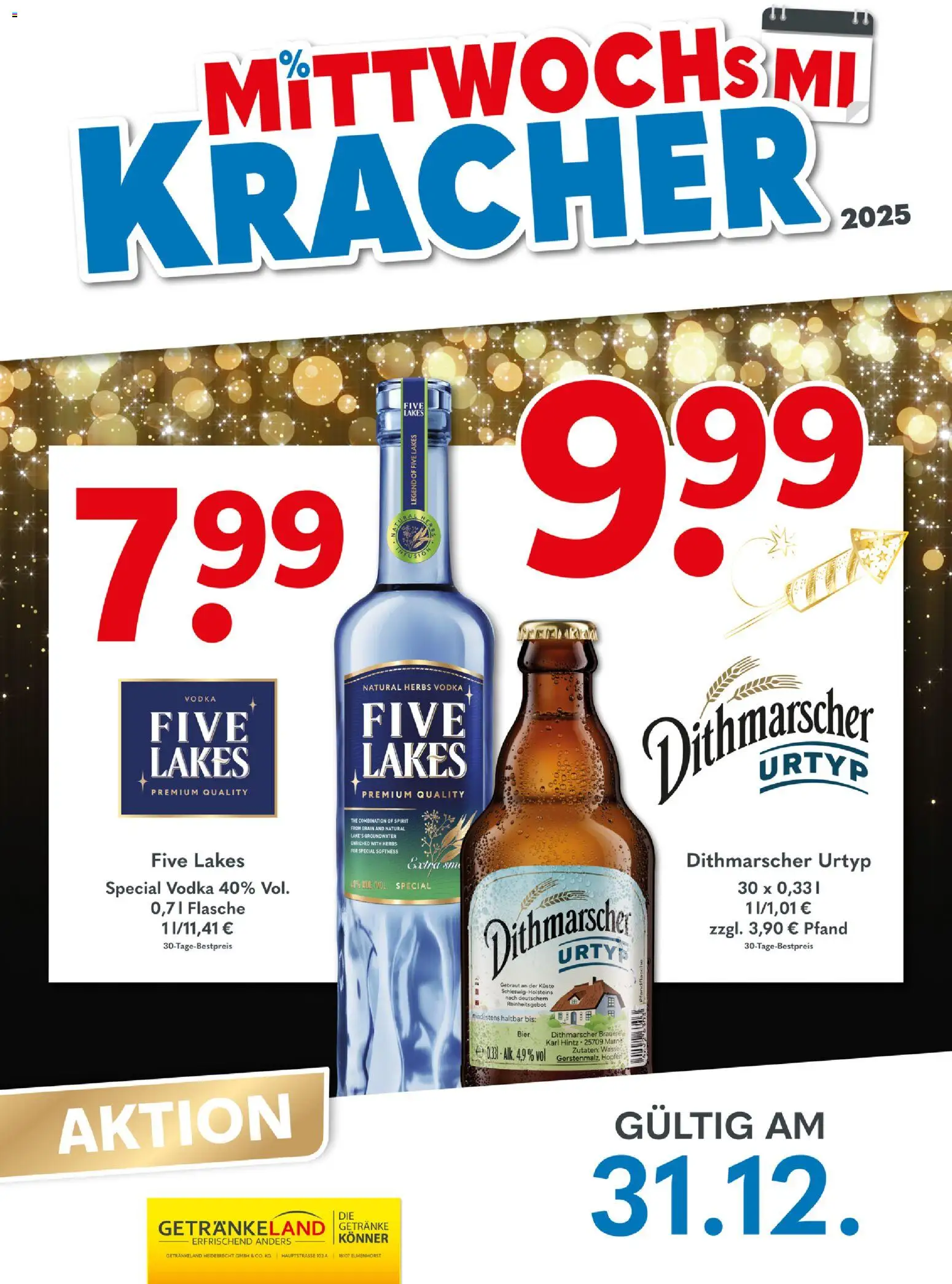 Getränkeland Mittwochs Kracher – gültig ab 31.12.2025 | Seite: 1 | Produkte: Bier, Wasser, Vodka