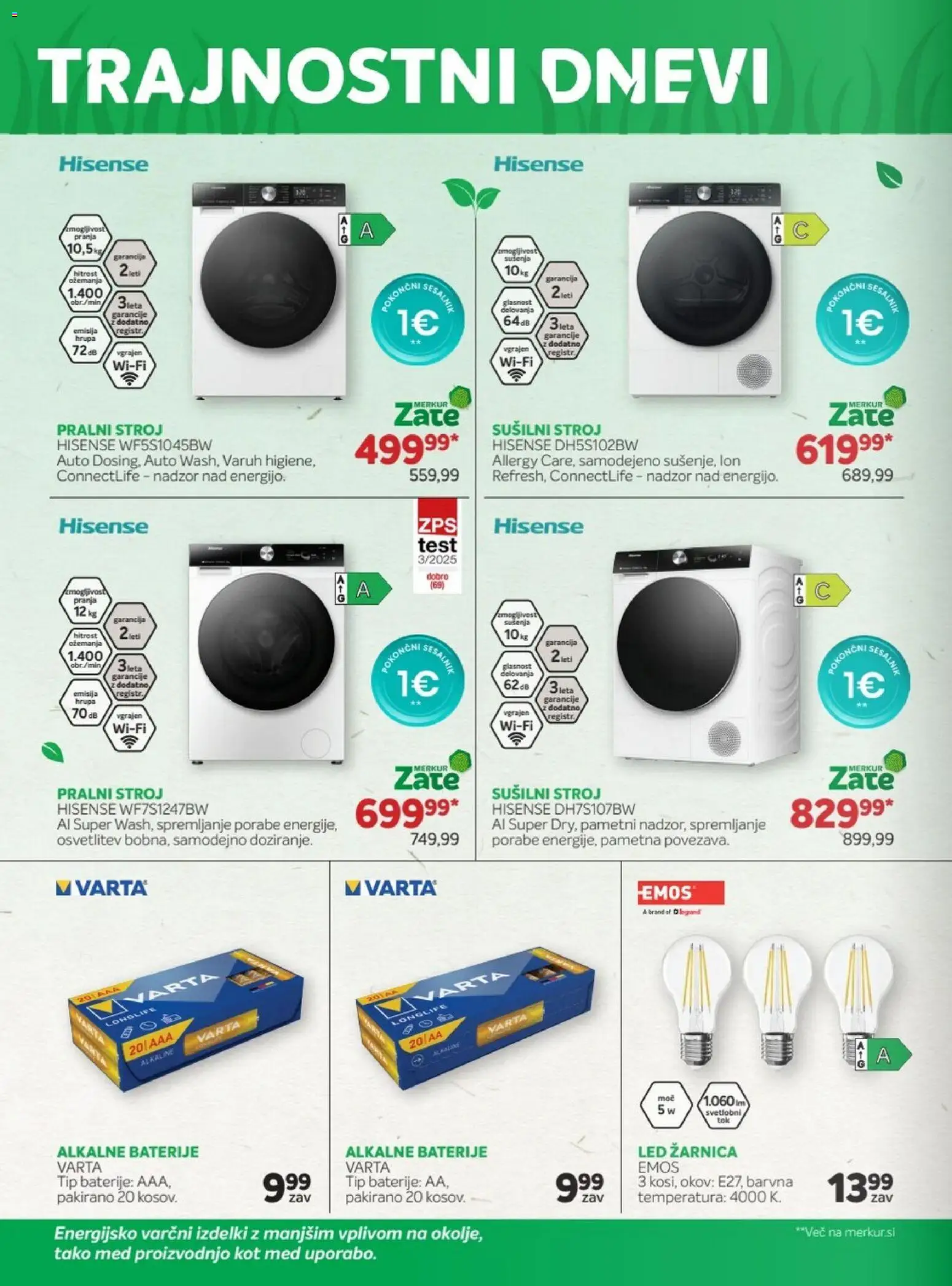 Novi Merkur katalog ponudbe – veljaven od 01.10.2025 | Stran: 24 | Izdelki: Pralni stroj, Susilni stroj, Baterije