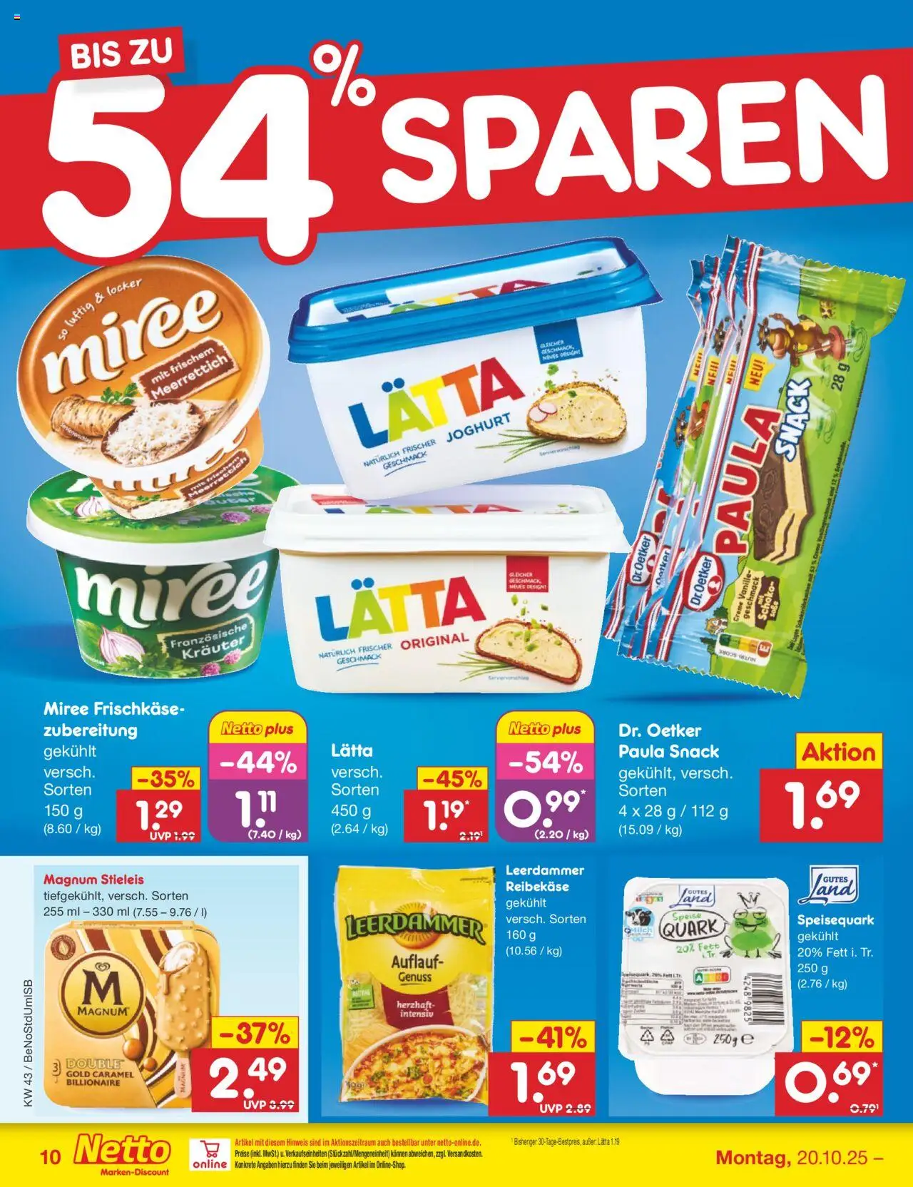 Netto Marken-Discount Prospekt 	 – gültig ab 20.10.2025 | Seite: 16 | Produkte: Joghurt, Creme, Lätta, Frischkase