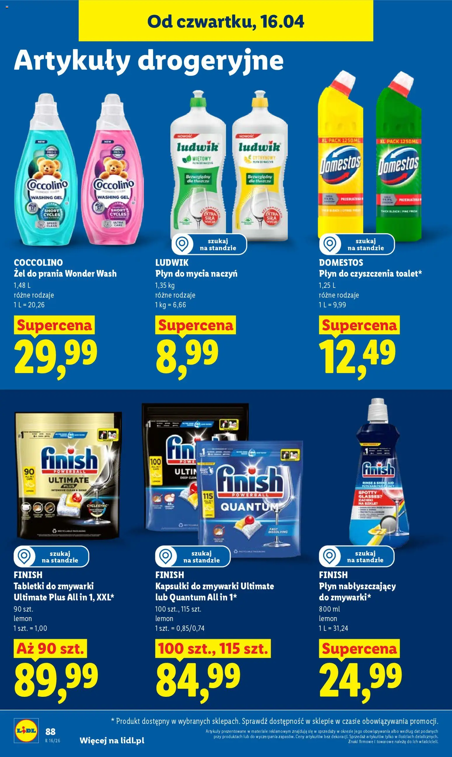 Lidl gazetka od 16.04.2026 | Strona: 88 | Produkty: Cleaner, Domestos, Detergent, Tabletki do zmywarki