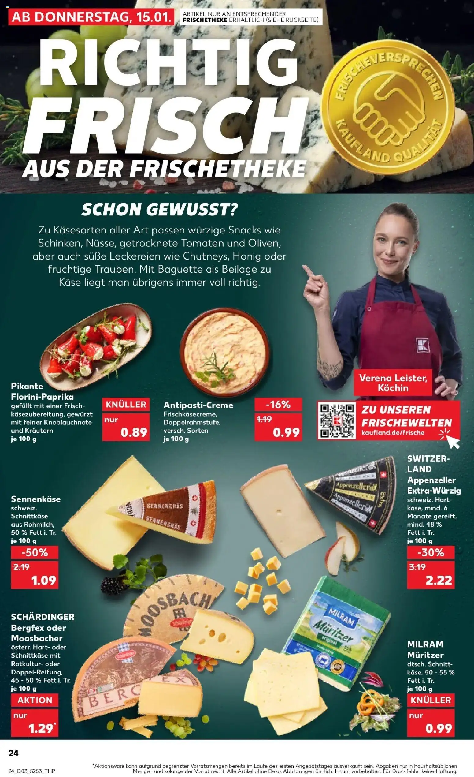 Kaufland prospekt Hamburg	 – gültig ab 15.01.2026 | Seite: 24 | Produkte: Käse, Baguette, Tomaten, Milram