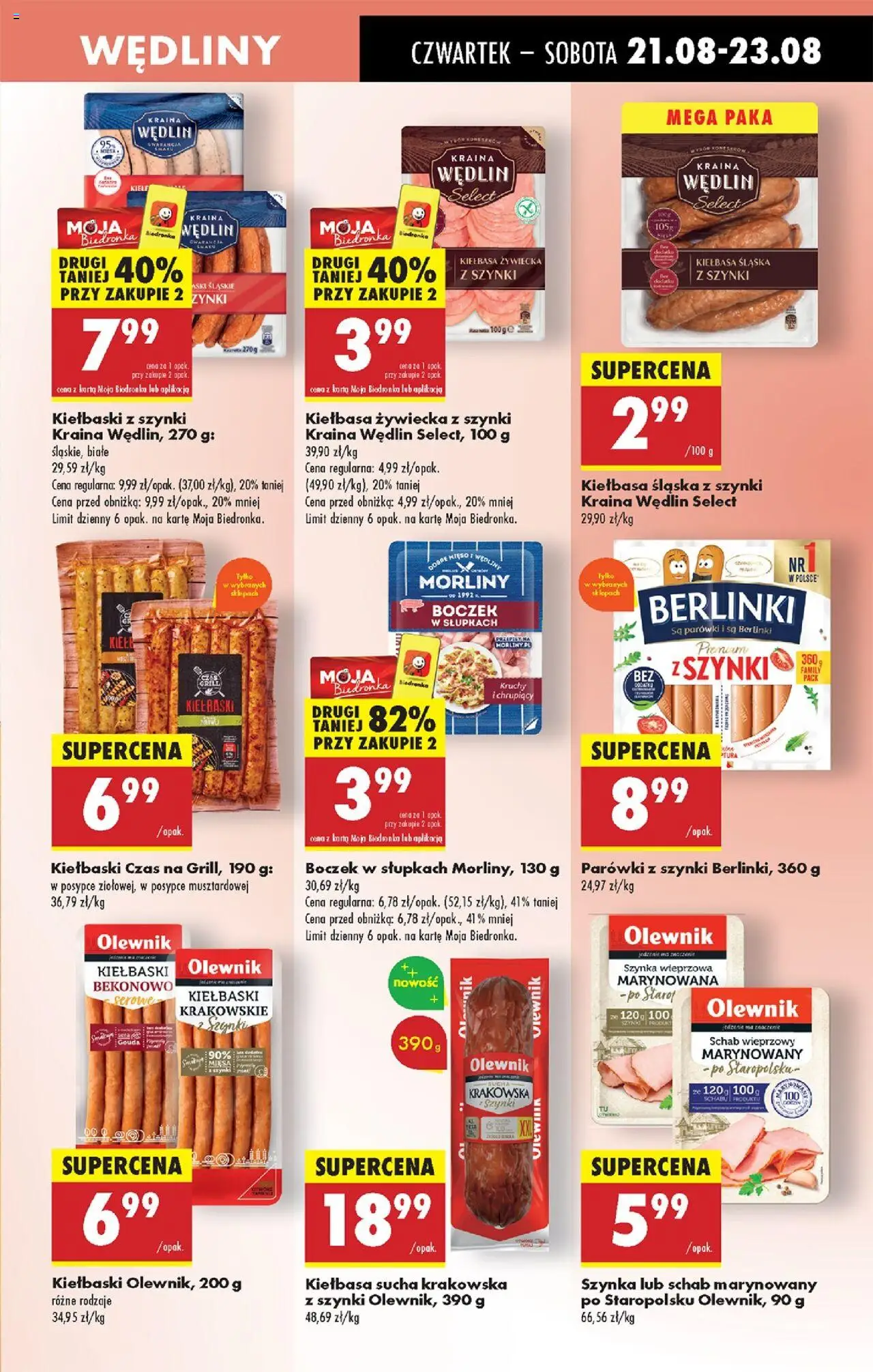 Biedronka gazetka - Oferta w tym tygodniu od 21.08.2025 | Strona: 35 | Produkty: Kiełbasa, Karta, Szynka wieprzowa, Parówki