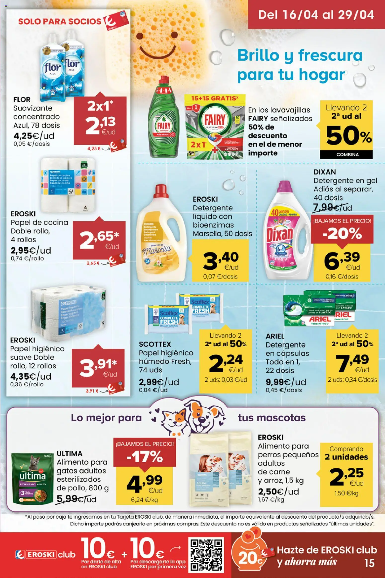 Eroski Miramos por ti │ válido desde el 16.04.2026 | Página: 15 | Productos: Detergente, Té, Suavizante, Caja