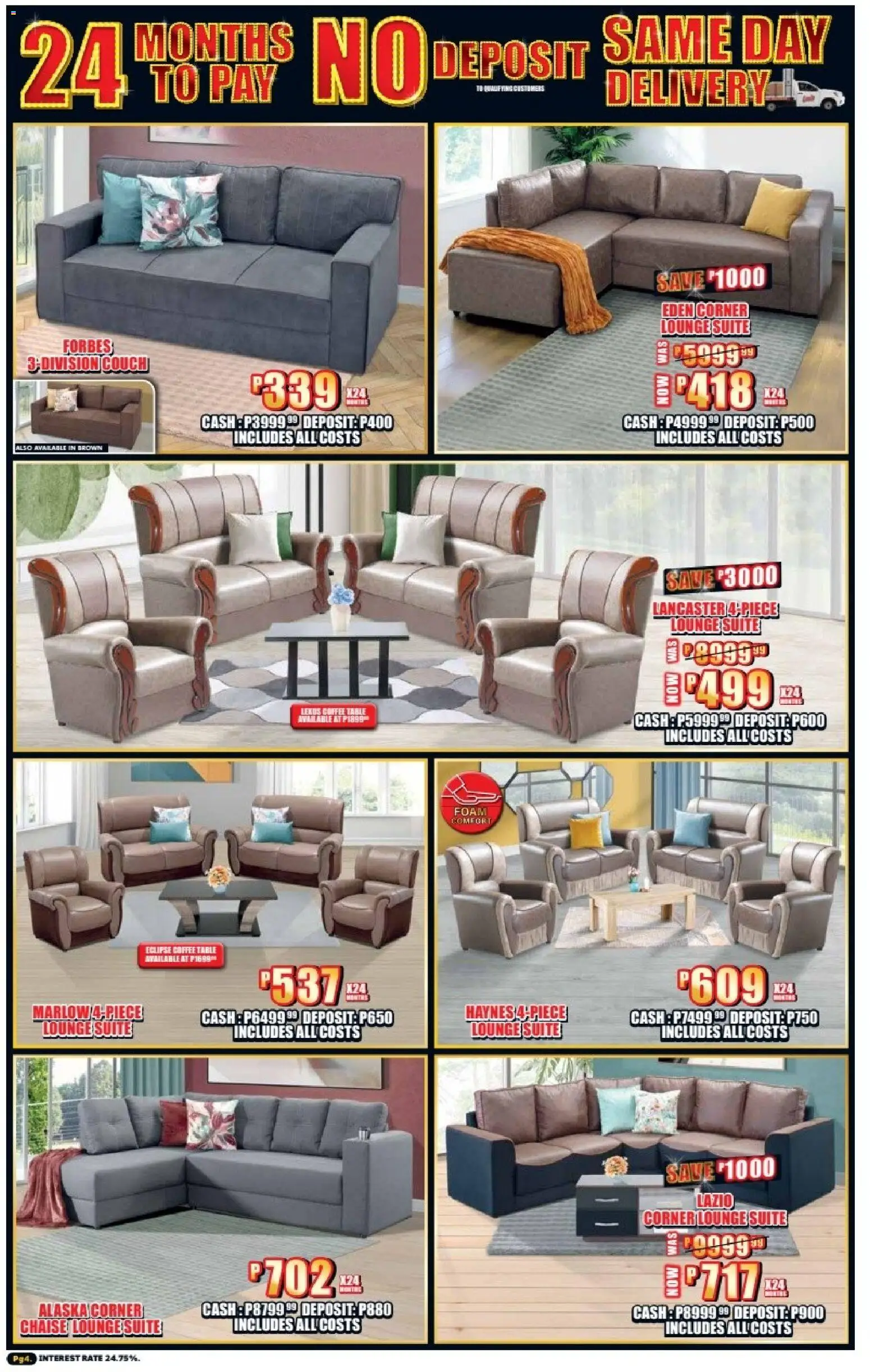 New Lewis Stores catalogue – valid from 23.02.2026 | Page: 4 | Products: Couch, Coffee table, Table, Chaise