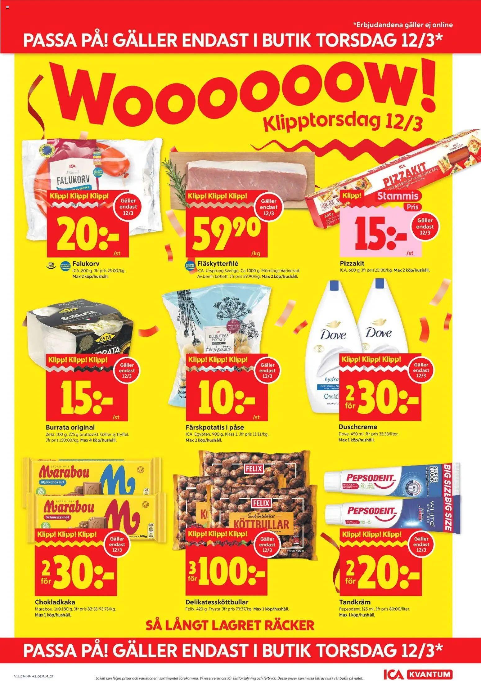 ICA Kvantum reklamblad aktuell från 09.03.2026 | Sida: 3 | Produkter: Chokladkaka, Burrata, Pizzakit, Tomatsås